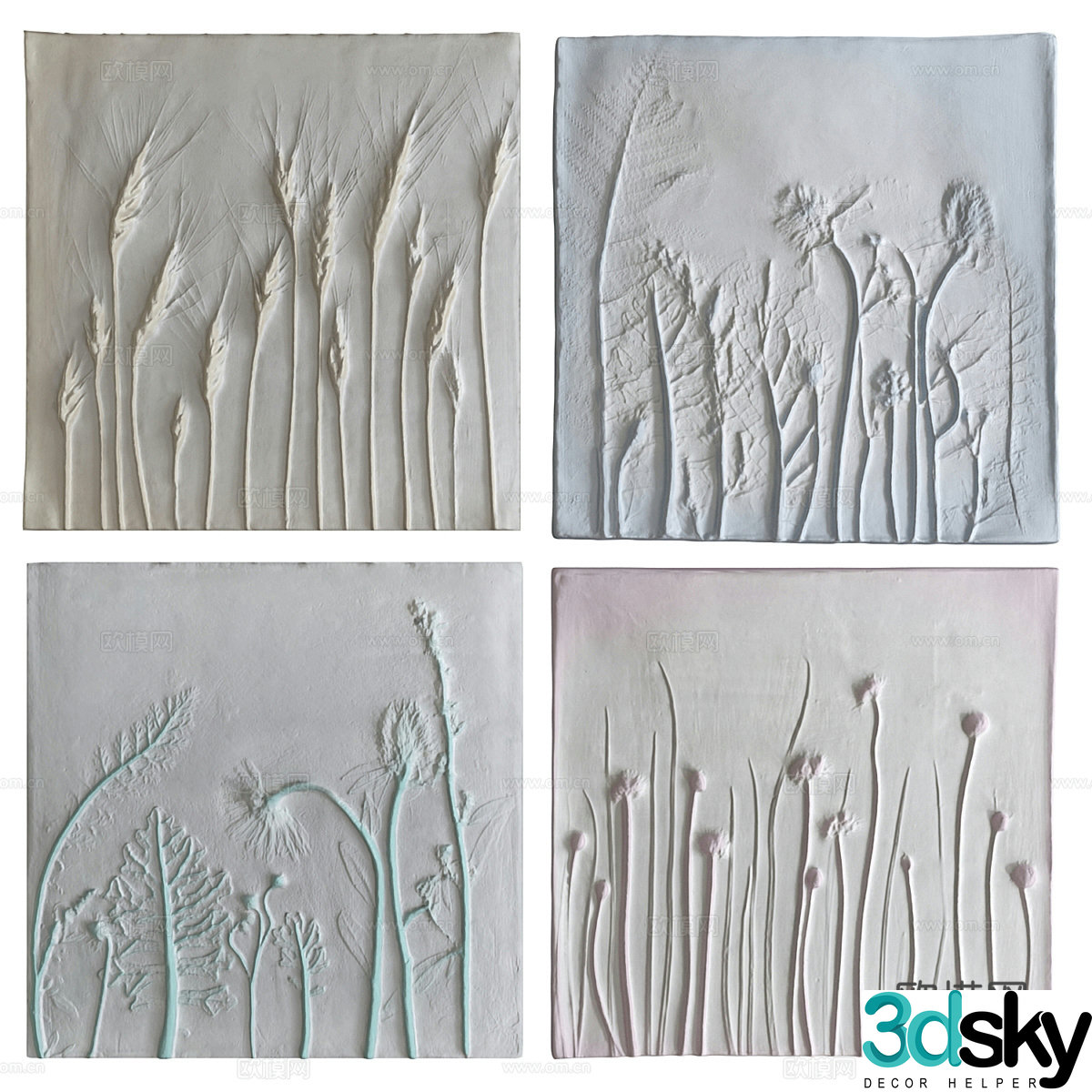 New Chinese-style plant bas-relief 3D model