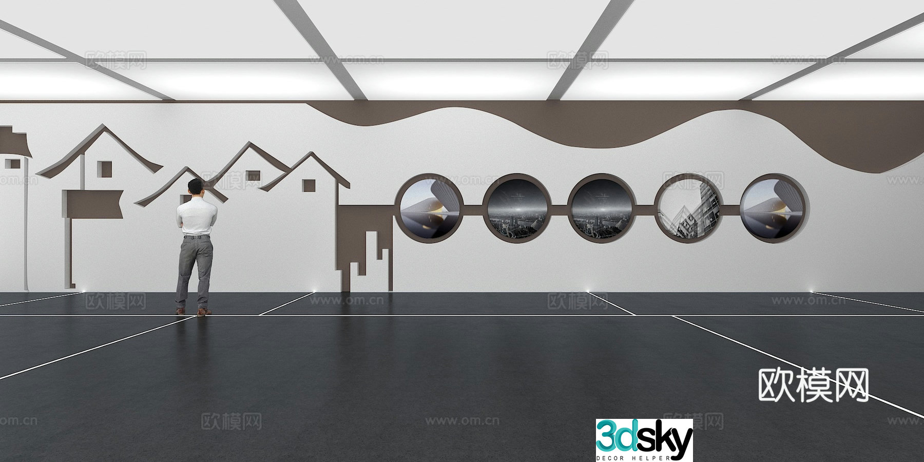 Cultural wall Corporate culture wall Display wall Classroom Exhibition hall Campus culture Corridor 3D model