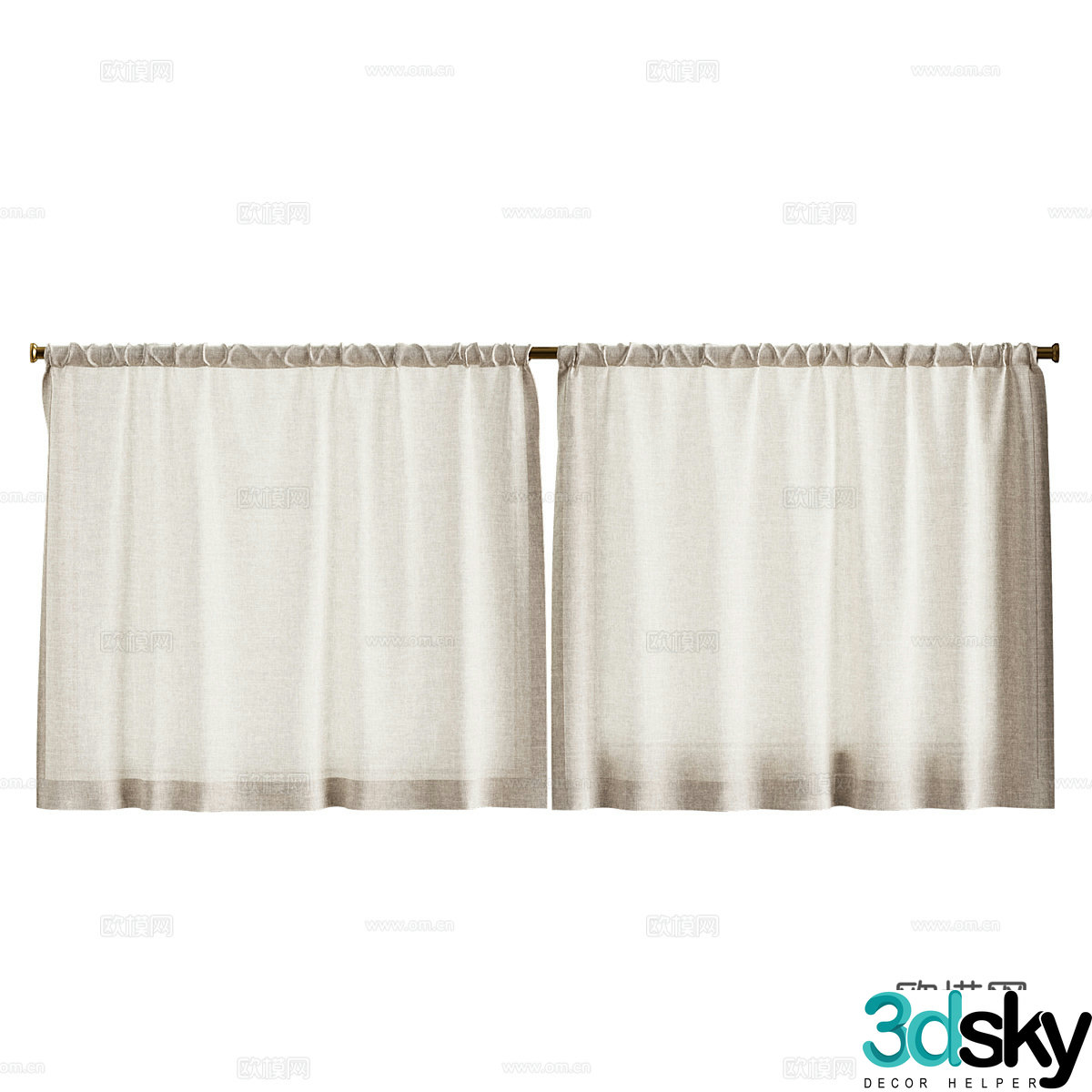 New Chinese short curtain shower curtain 3d model
