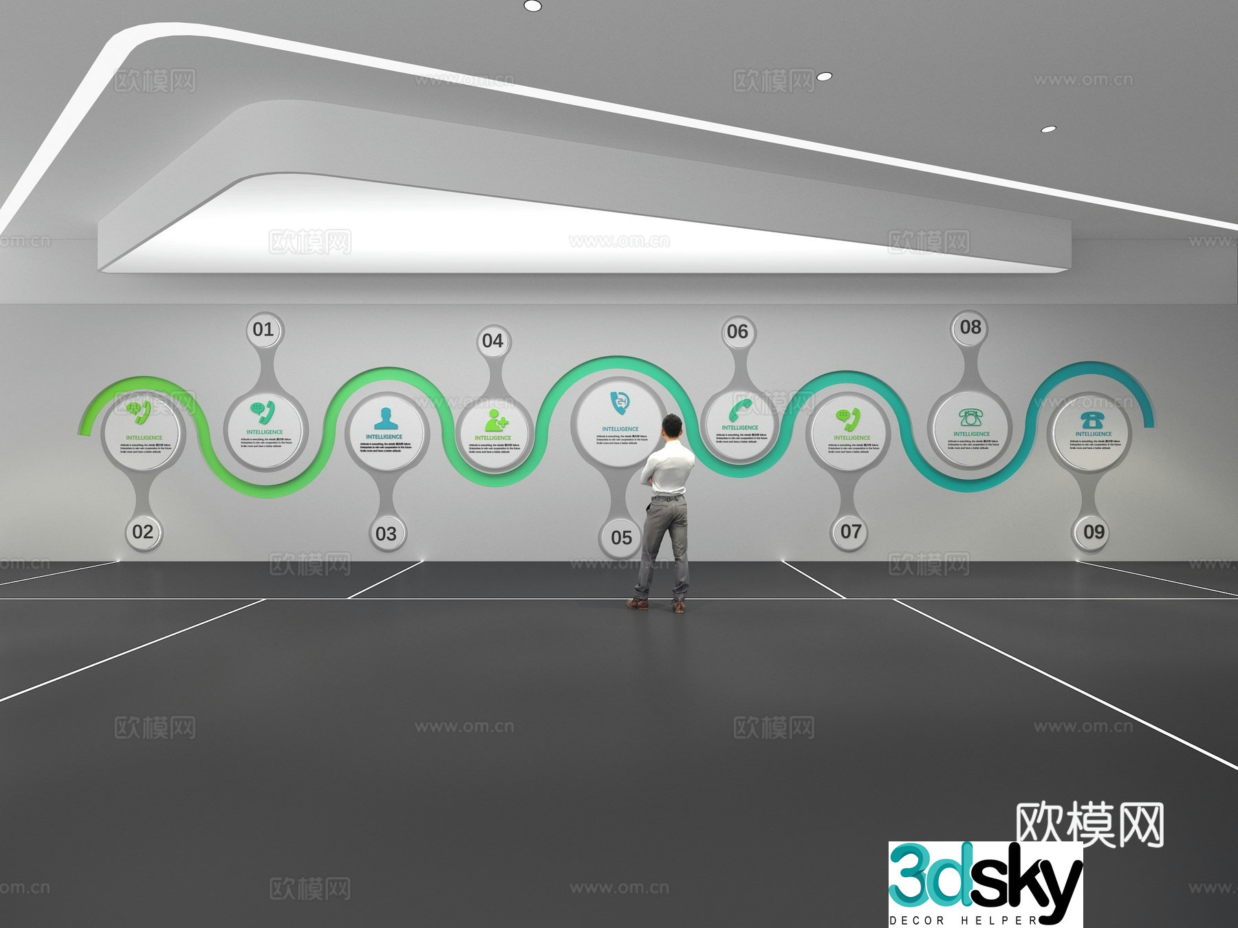 Cultural wall Corporate culture wall Display wall Education Exhibition hall Campus culture Corridor 3D model