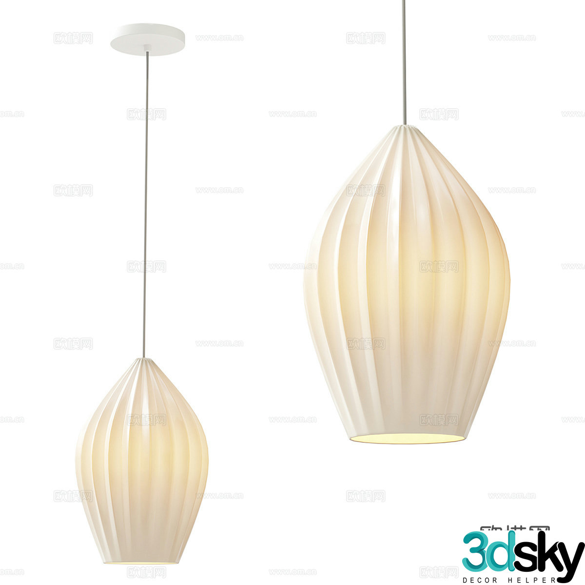 New Chinese style Wasabi Ceramic Rib Chandelier 3D Model