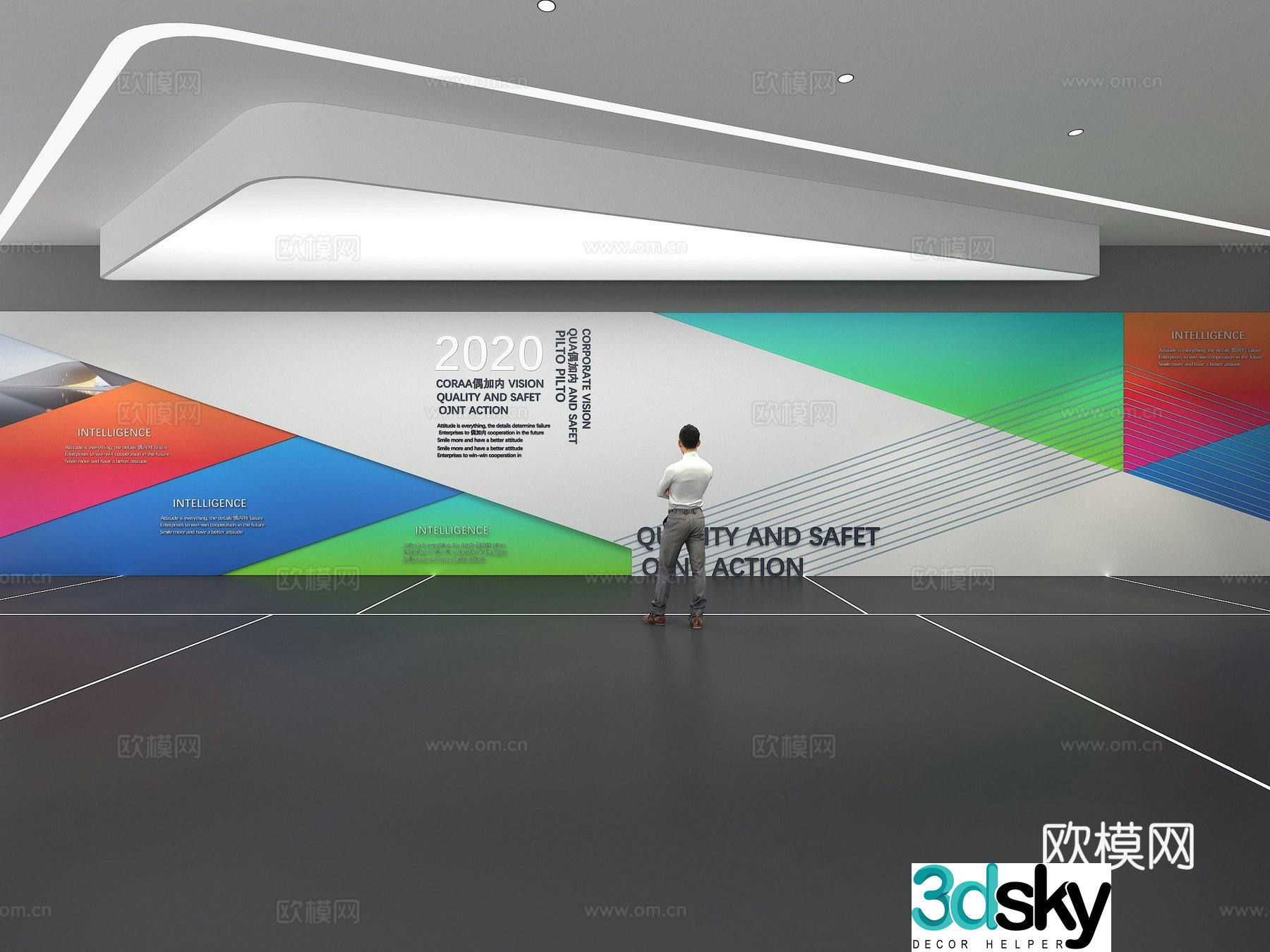 Cultural wall Corporate culture wall Education Theme wall Exhibition hall Campus culture Corridor 3D model