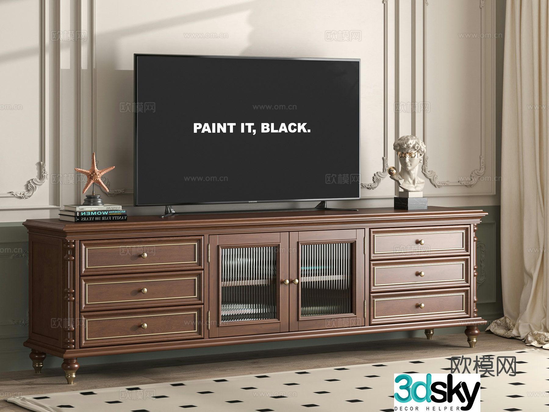 Middle-aged TV cabinet 3D model