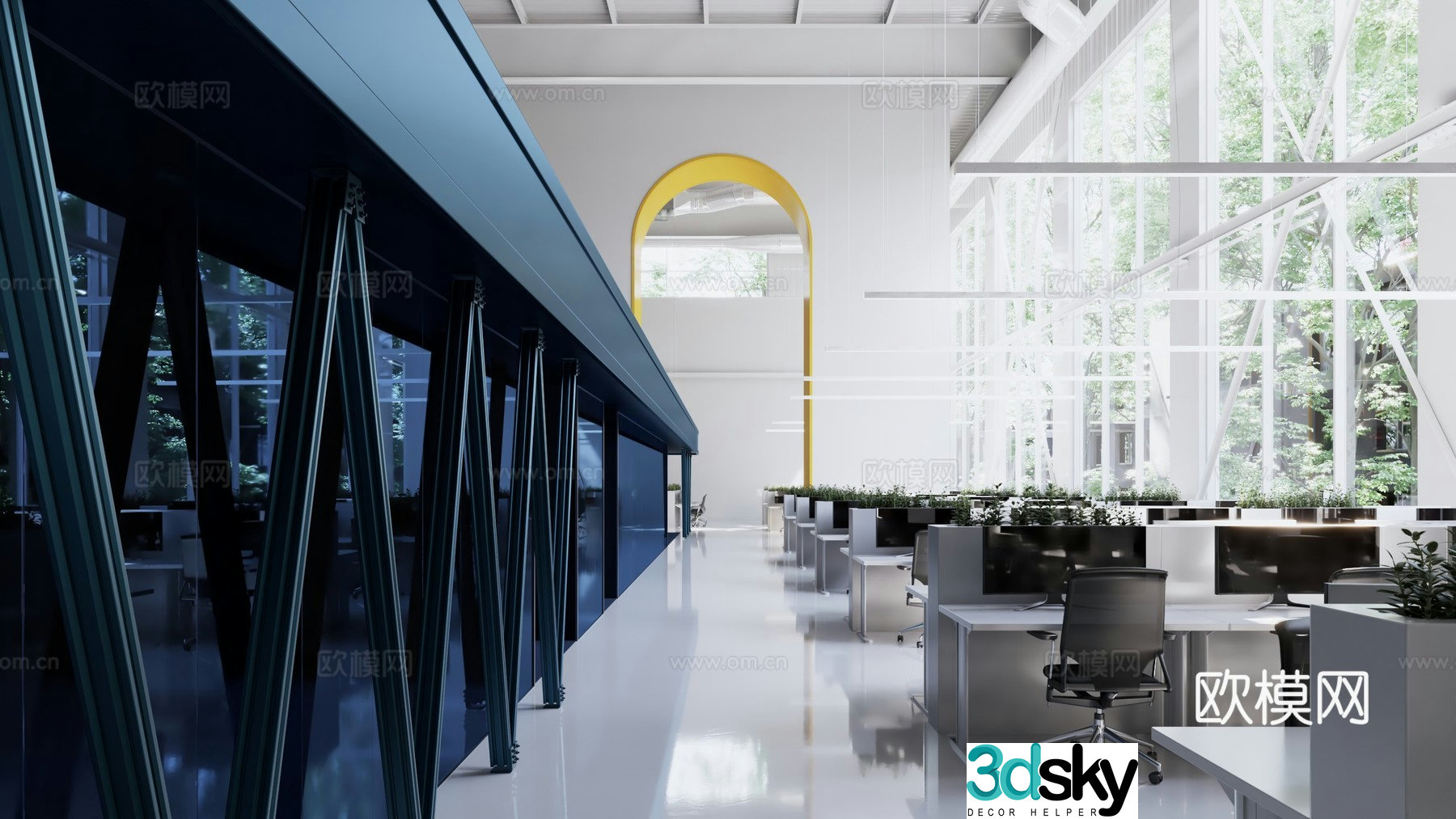 Office hall 3d model