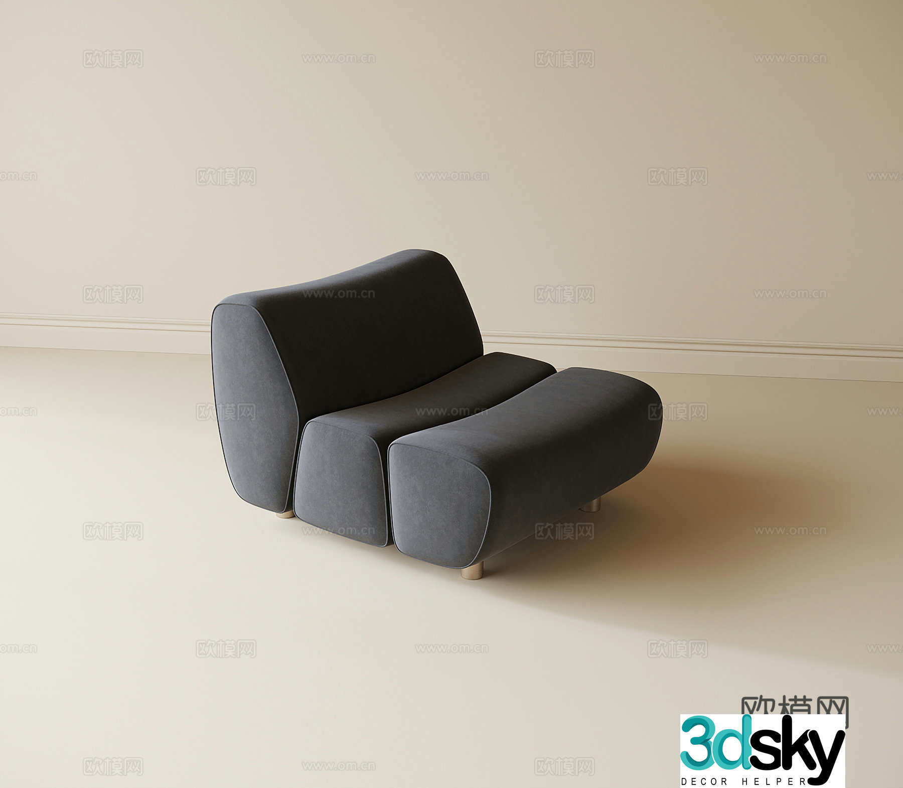 Modern lazy sofa sofa stool leisure chair 3d model