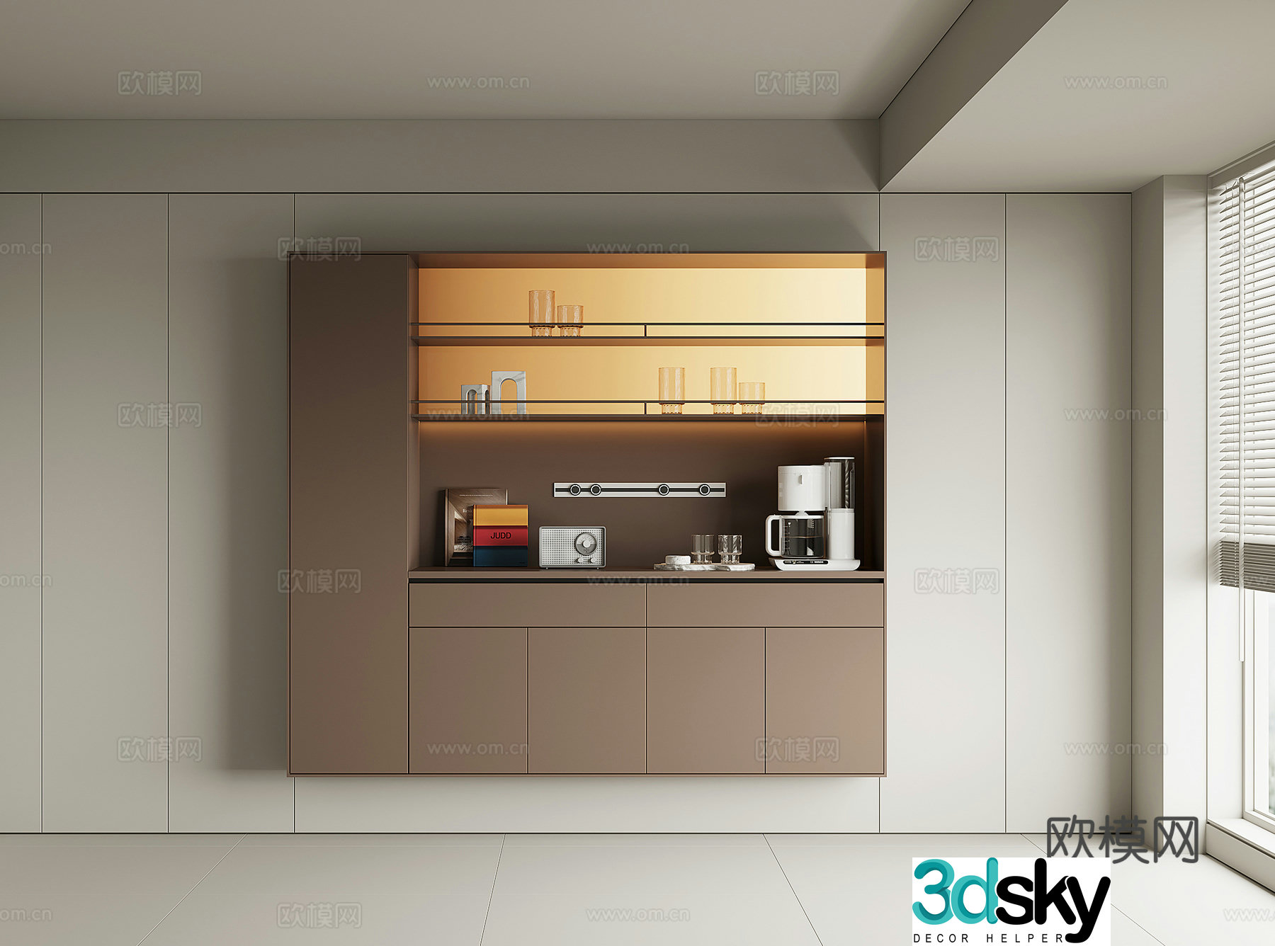 Modern wine cabinet sideboard 3D model