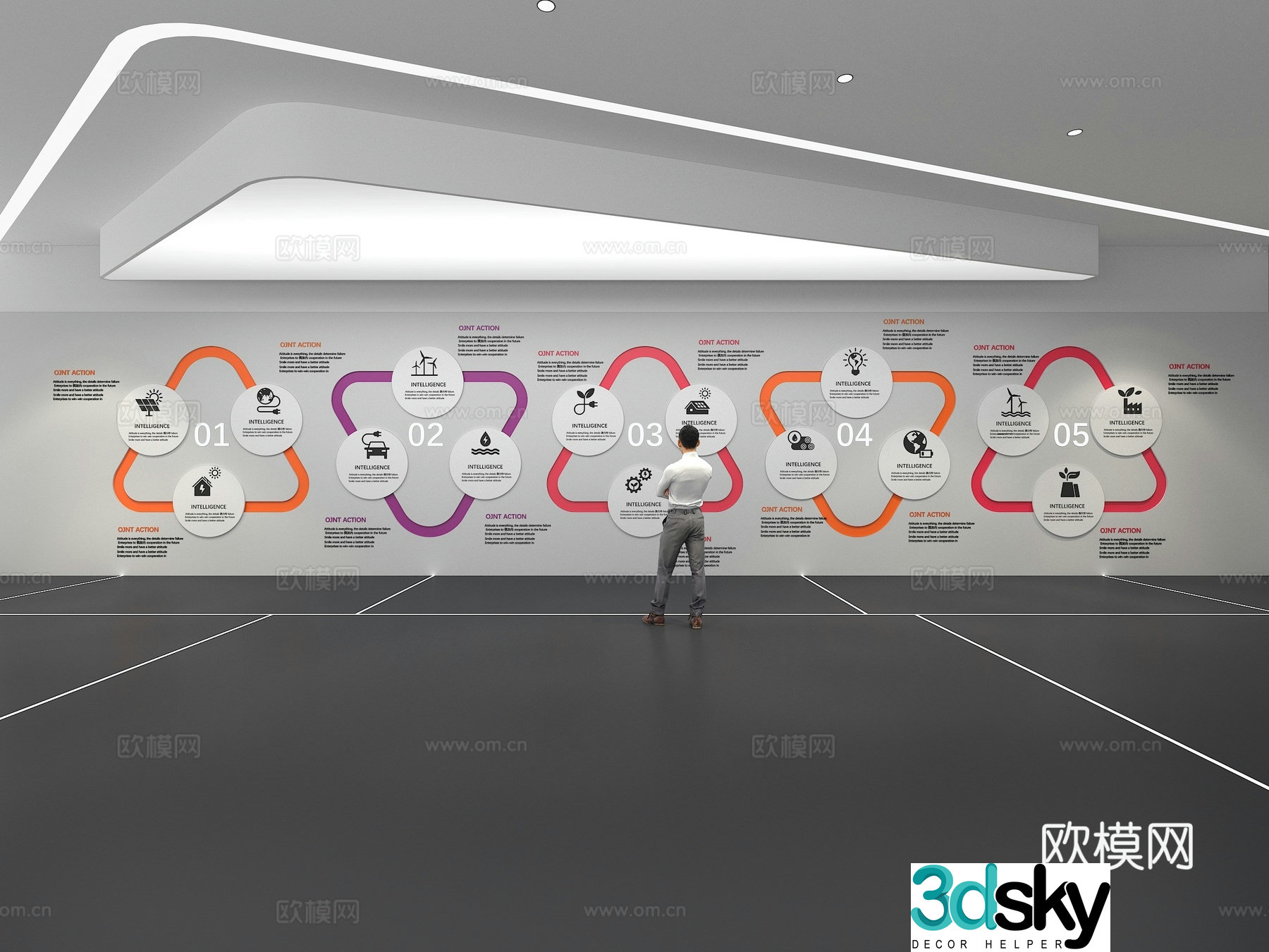 Cultural wall Corporate culture wall Education Theme wall Exhibition hall Campus culture Corridor 3D model