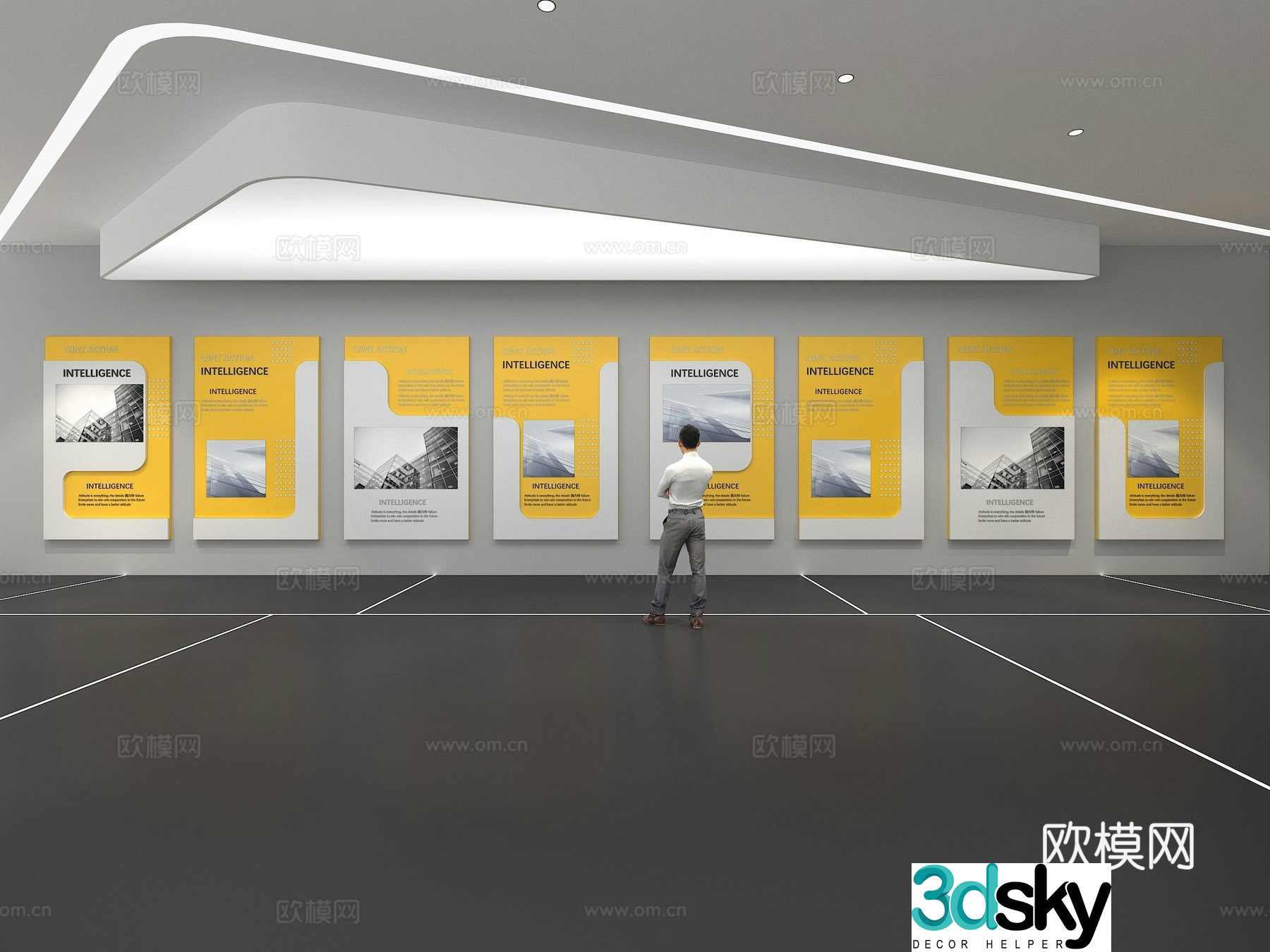 Cultural wall Corporate culture wall Education Theme wall Exhibition hall Campus culture Corridor 3D model