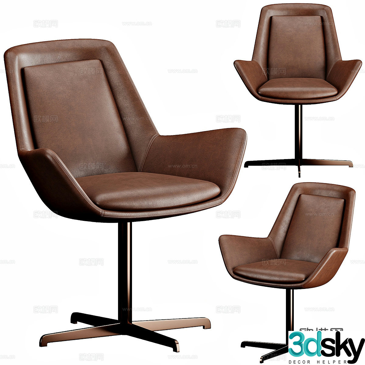 Modern Italian leather office chair 3d model