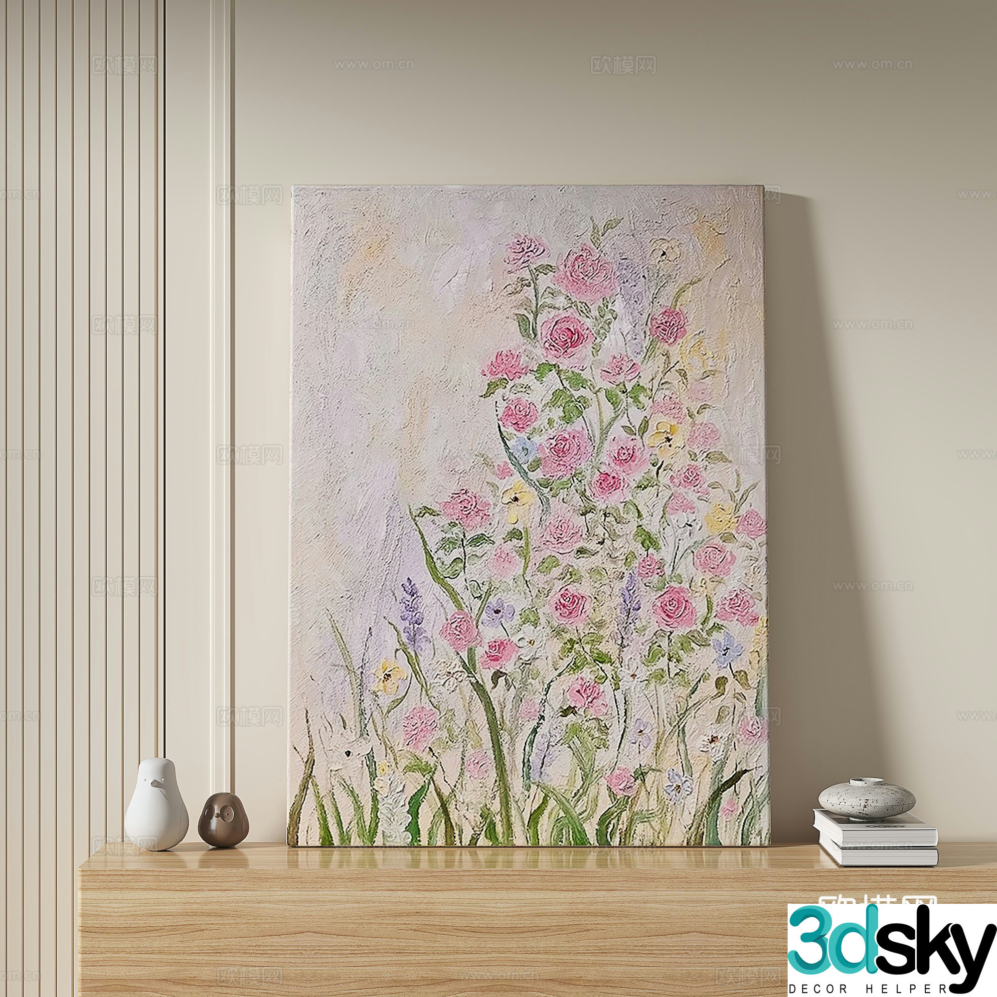 Modern simple oil painting medieval decorative painting 3d model
