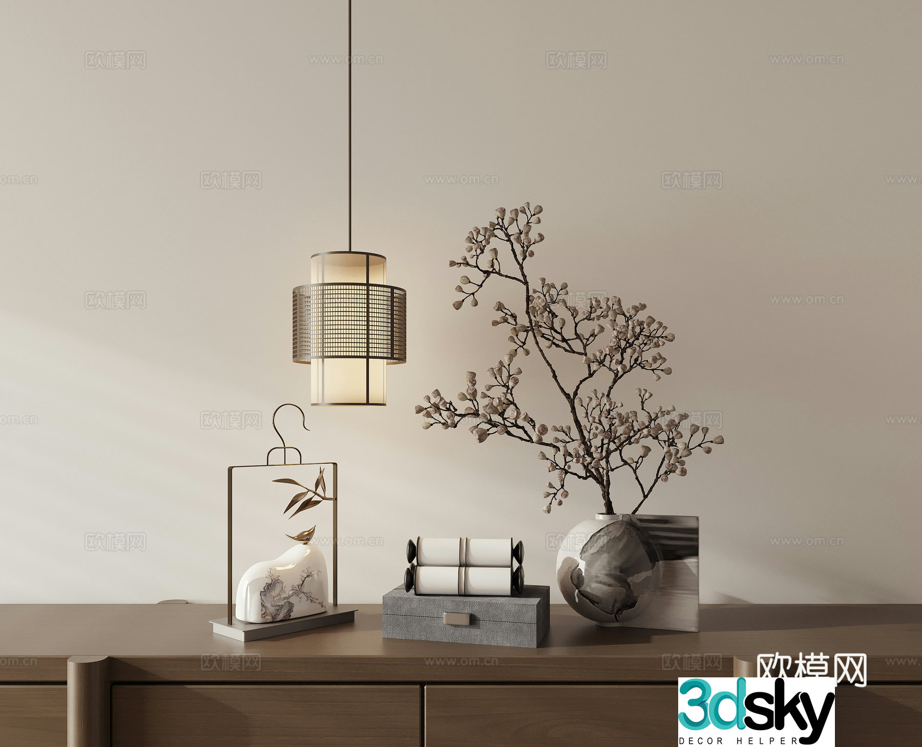 Combination ornament chandelier pot plant 3D model