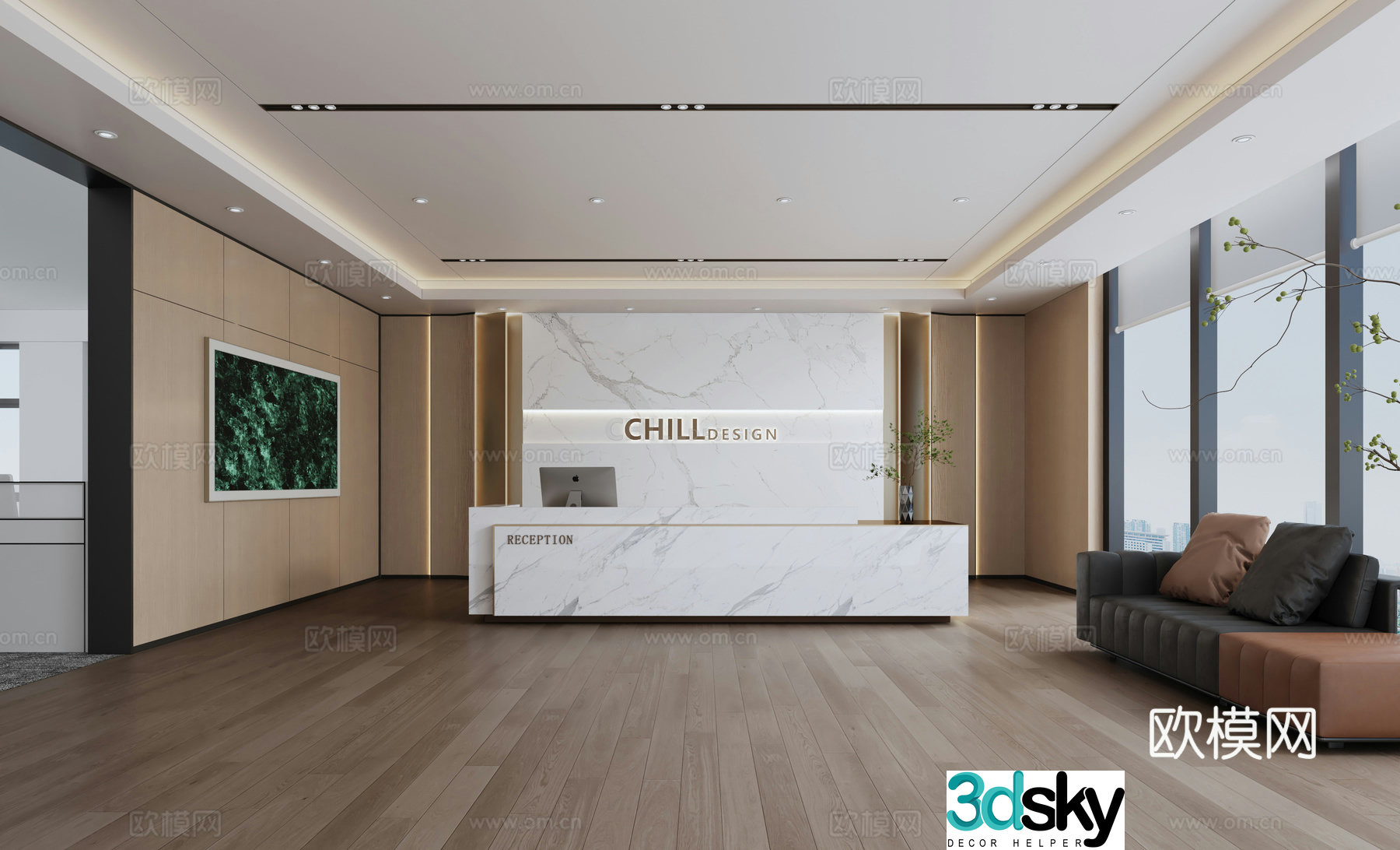 Modern company front desk 3D model