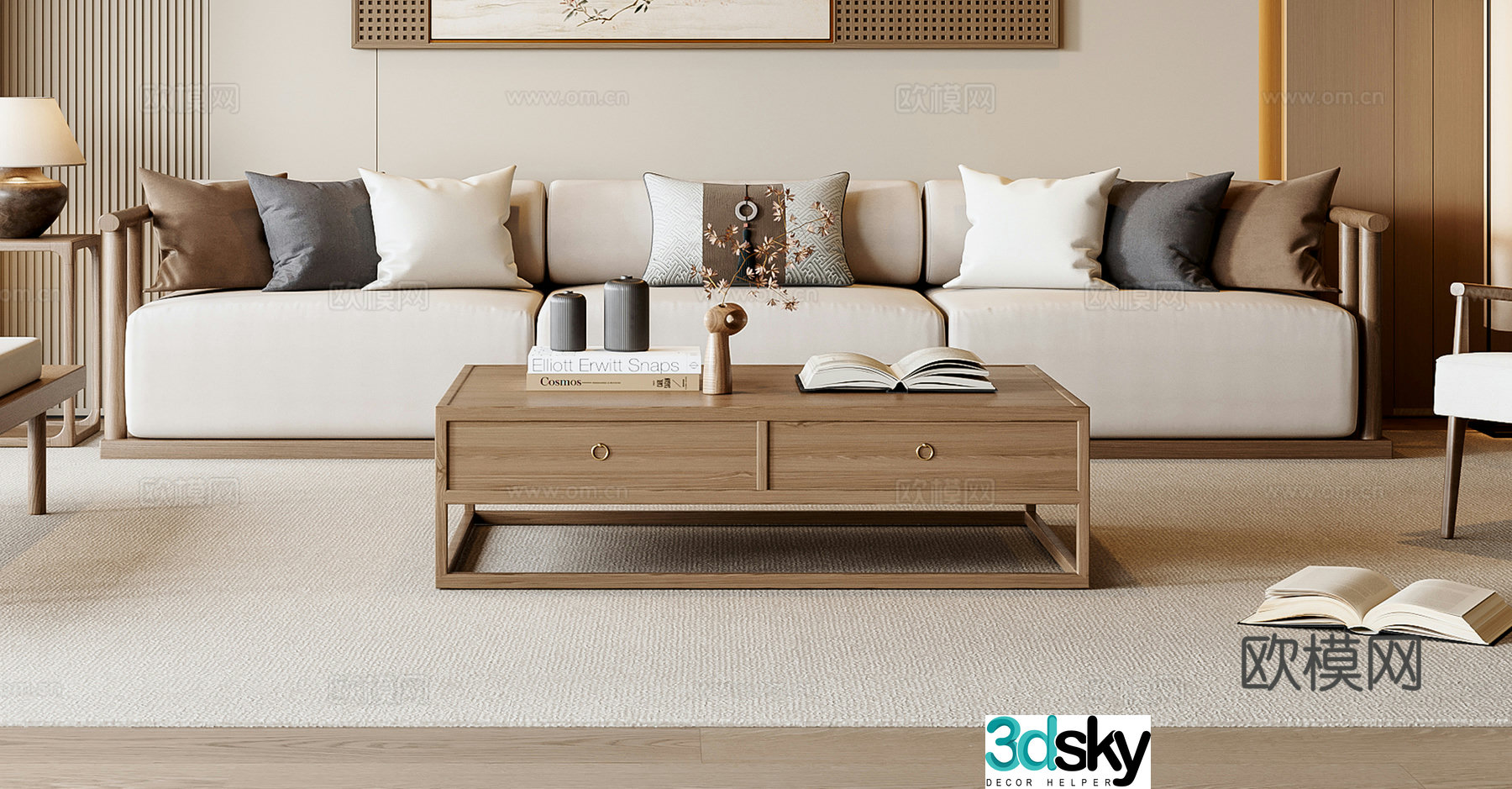 New Chinese sofa coffee table combination 3D model