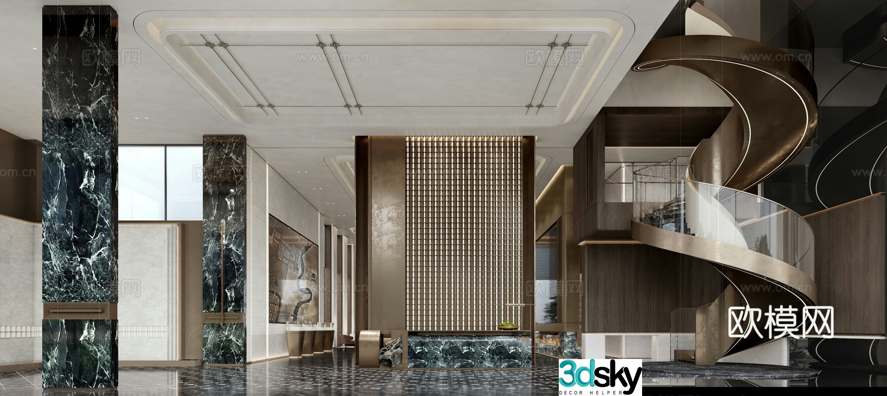 Modern sales office front desk 3D model