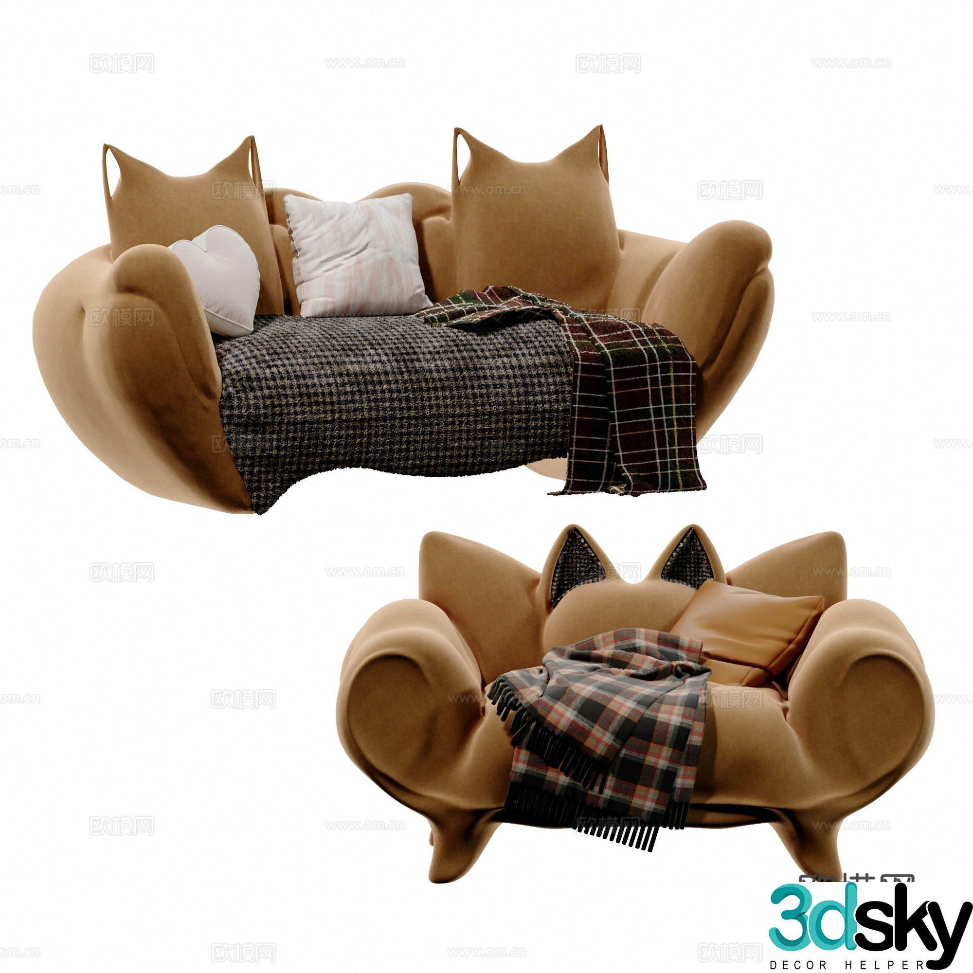 Modern cartoon children’s single sofa multiplayer sofa combination 3d model