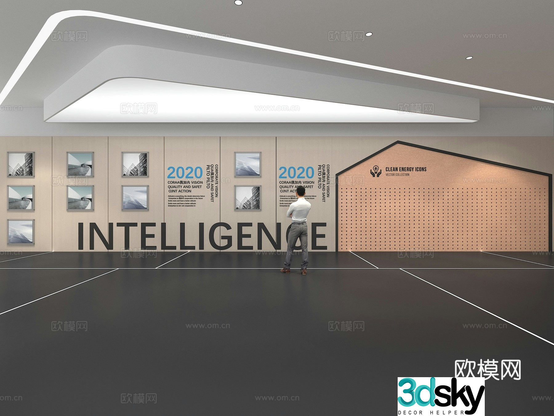 Cultural wall Corporate culture wall Education Theme wall Exhibition hall Campus culture Corridor 3D model