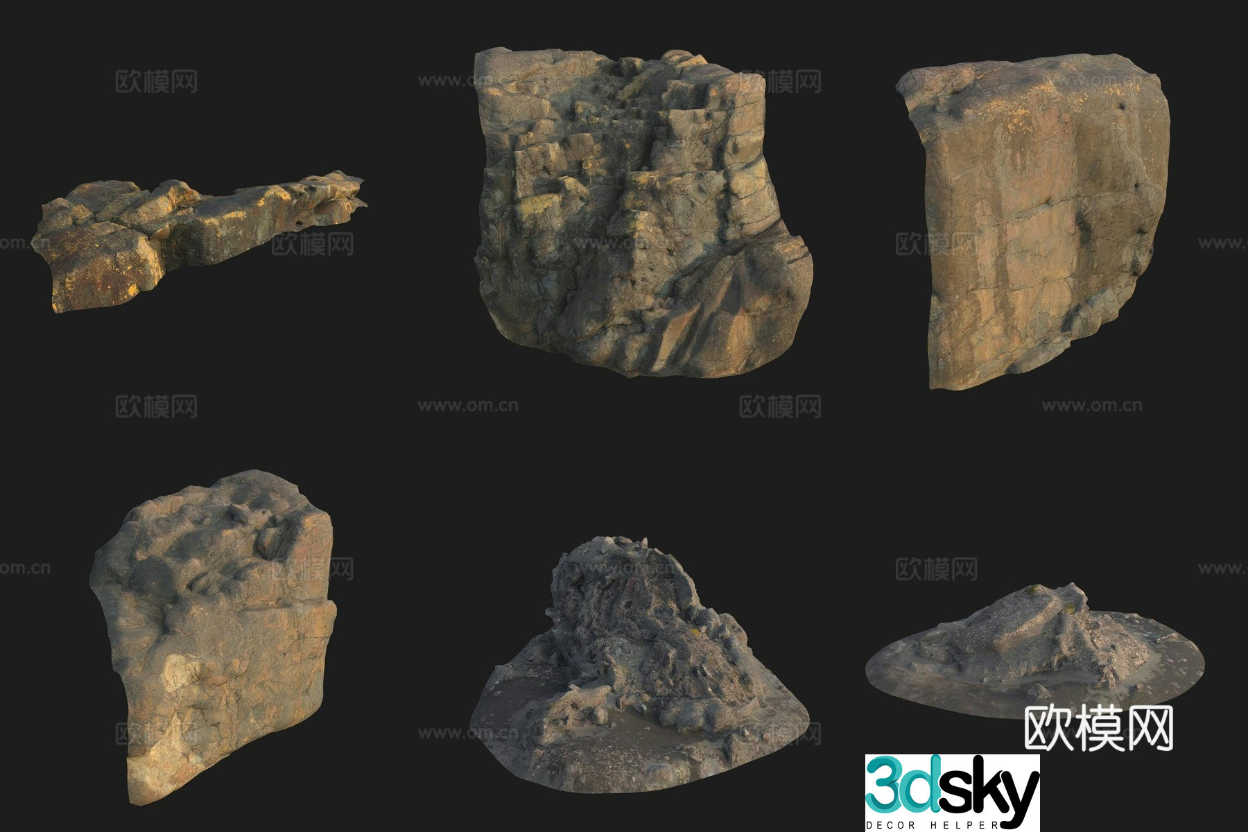 Cliff stone rock boulder 3d model