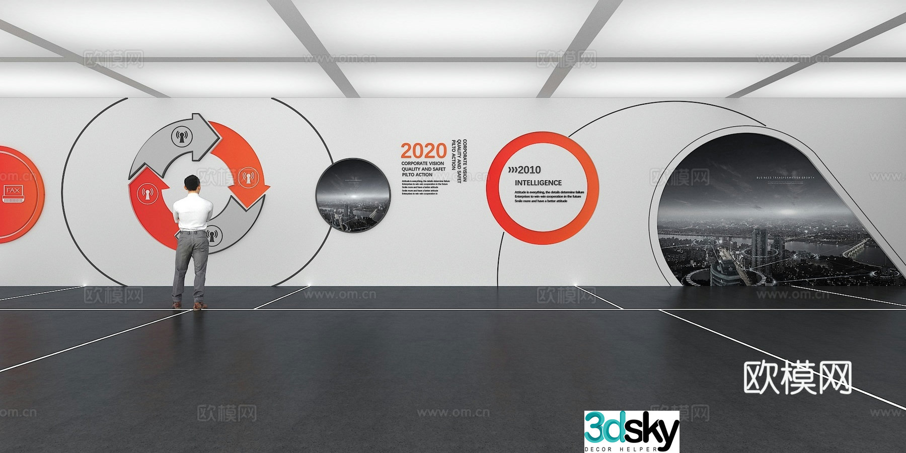 Cultural wall Corporate culture wall Display wall Theme wall Exhibition hall Campus culture Corridor 3D model