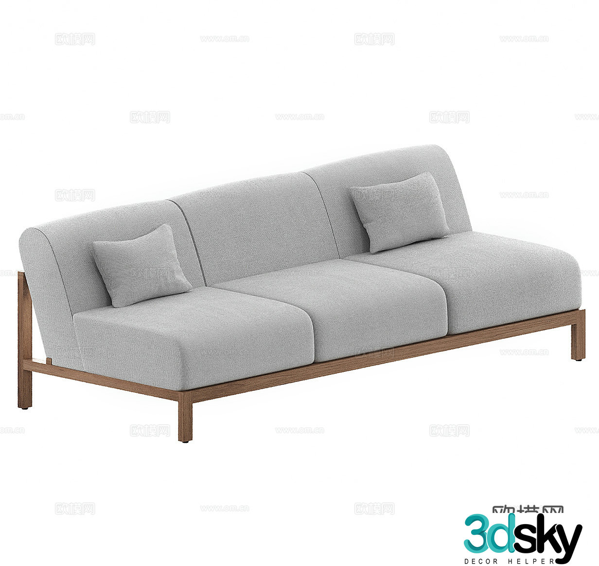 Simple three-person sofa fabric three-person sofa courtyard sofa casual sofa outdoor sofa folk 3D model