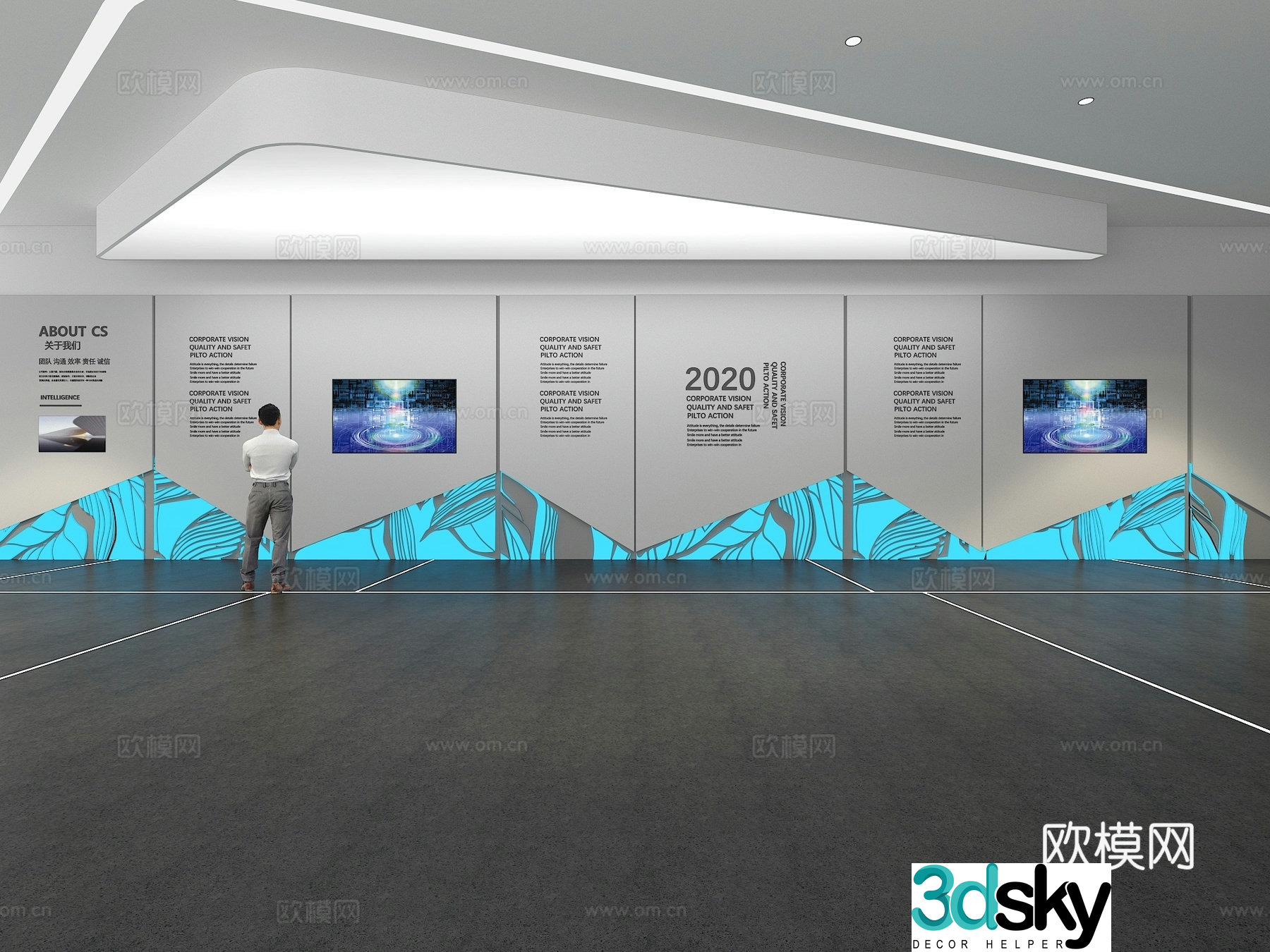 Cultural wall Corporate culture wall Display wall Classroom Exhibition hall Campus culture Corridor 3D model