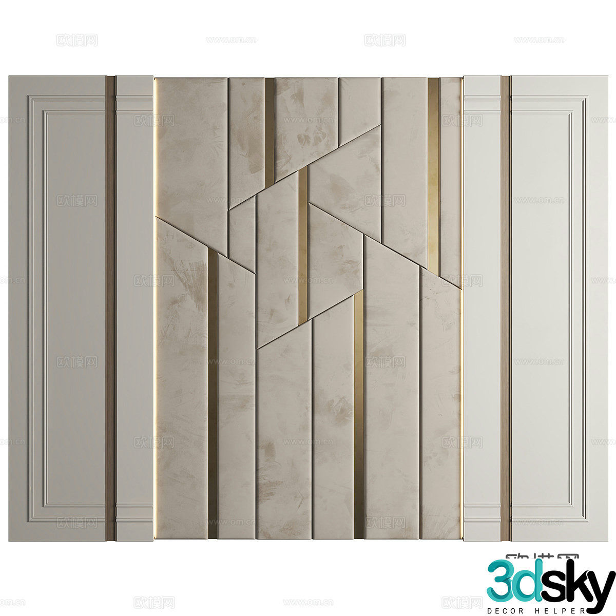 Modern light luxury background wall 3d model