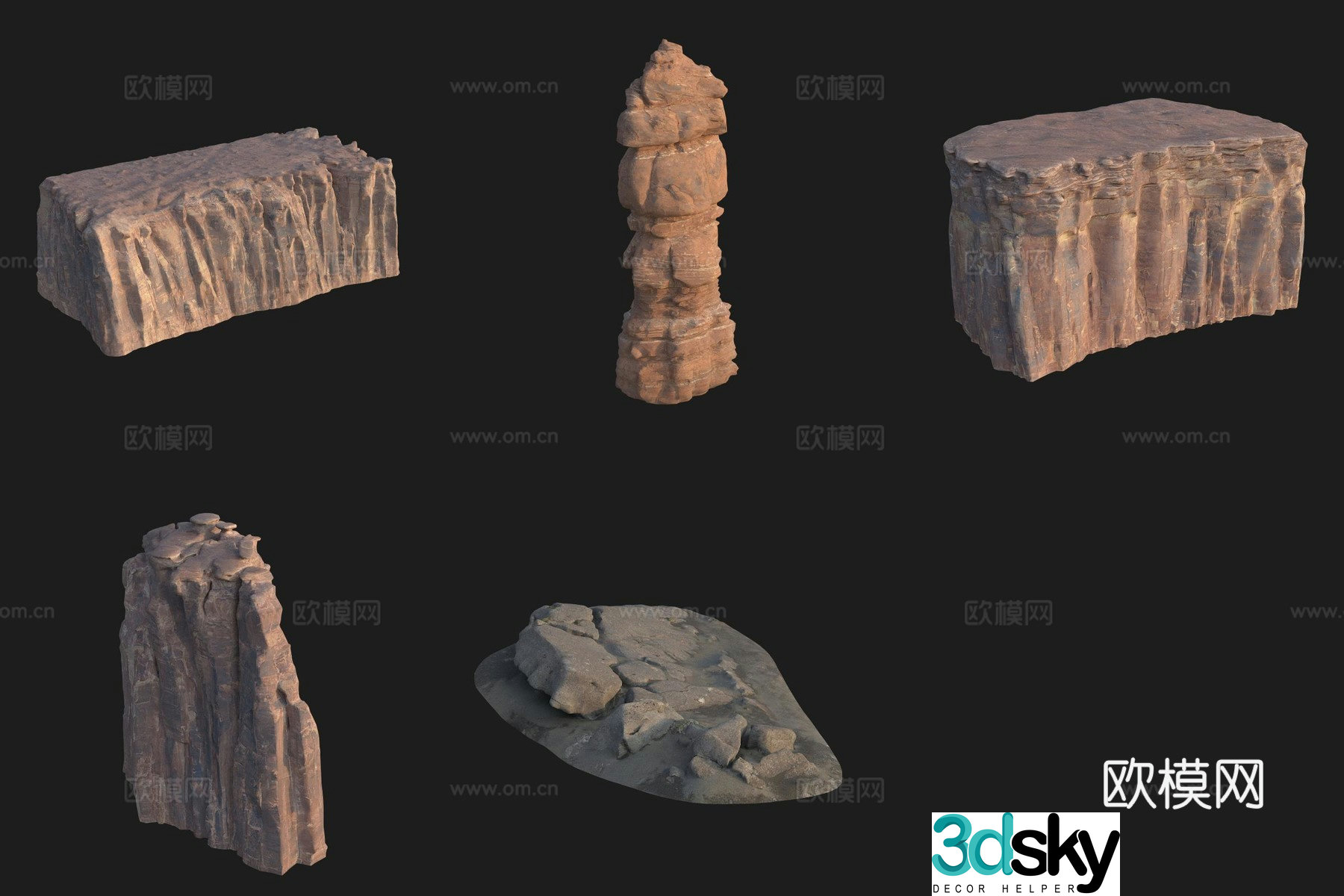 Cliff stone rock boulder 3d model