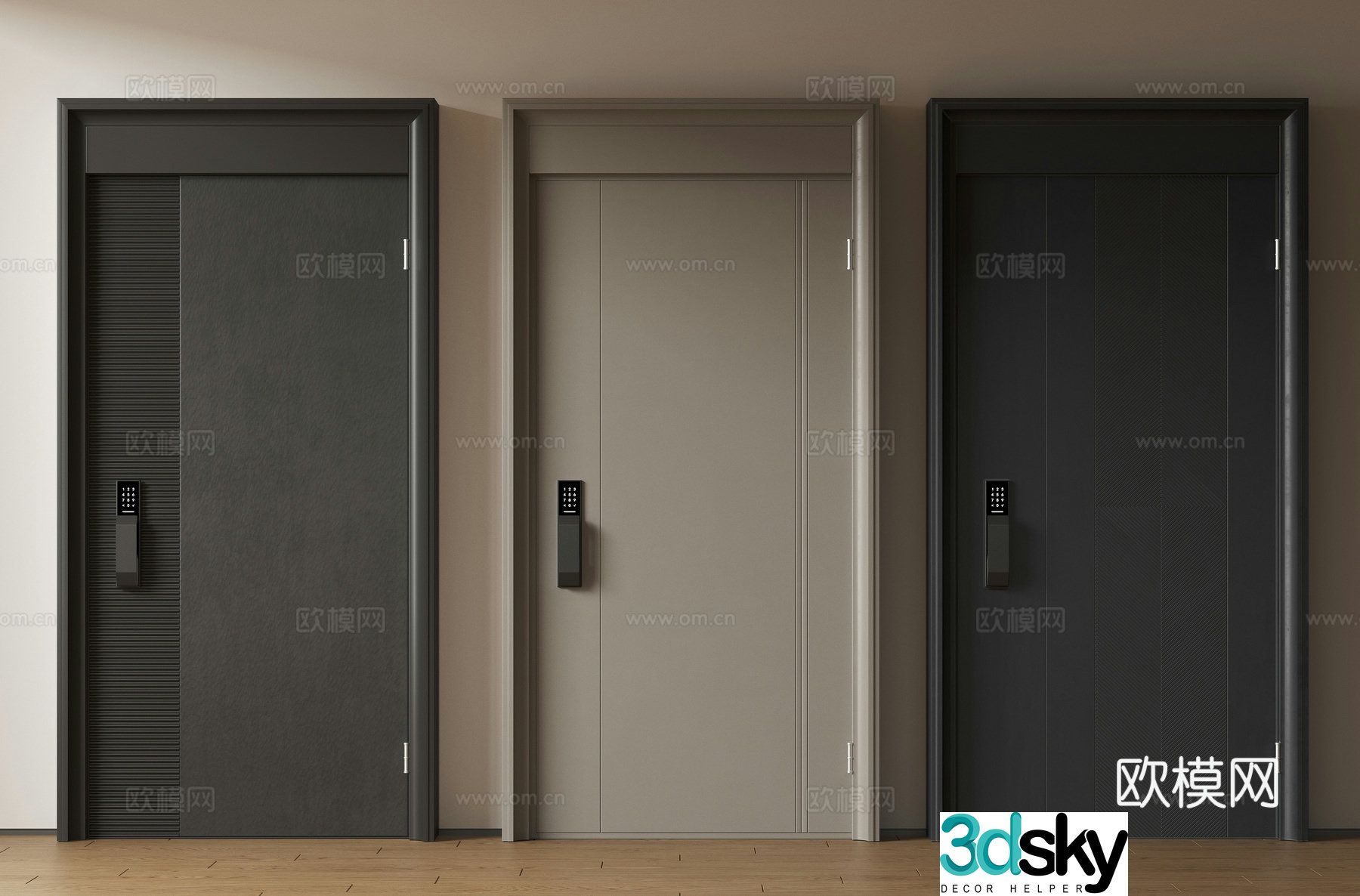 Modern minimalist entrance door medieval security door single opening door mother and child door main door password door 3D model