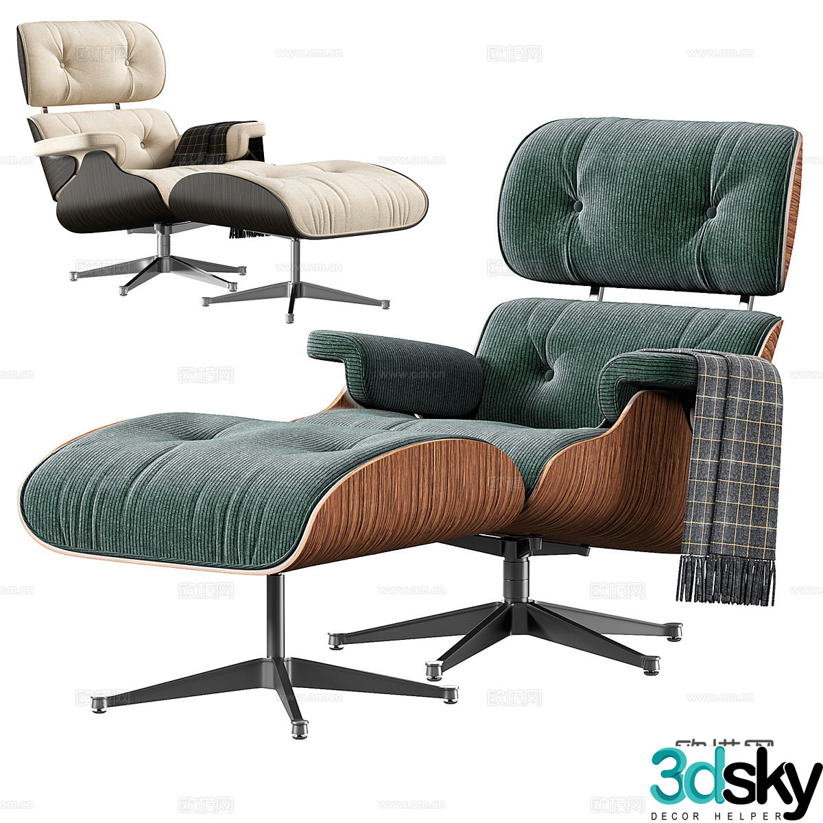Modern Italian Eames lounge chair 3d model