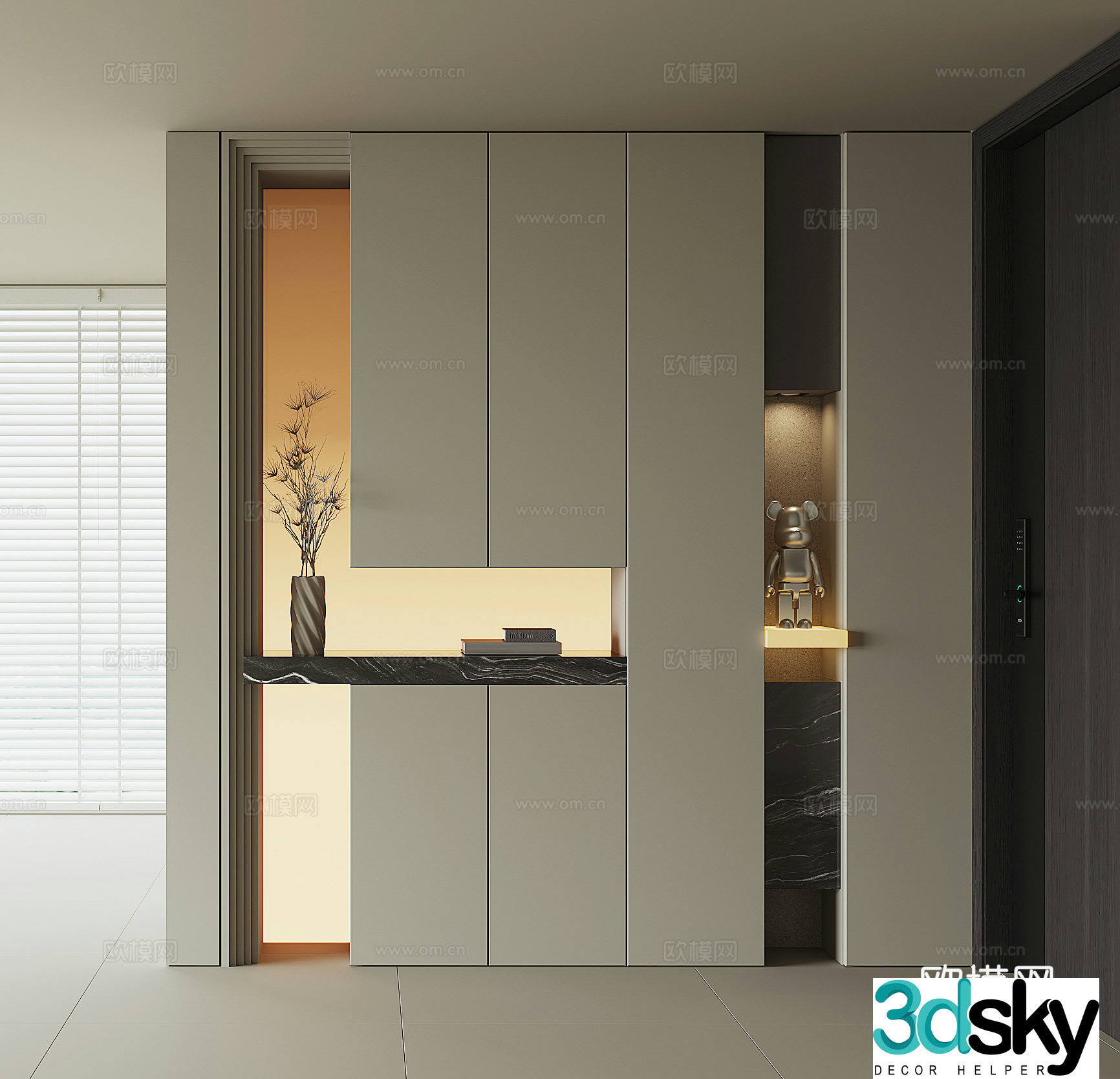 Modern home entrance shoe cabinet 3D model
