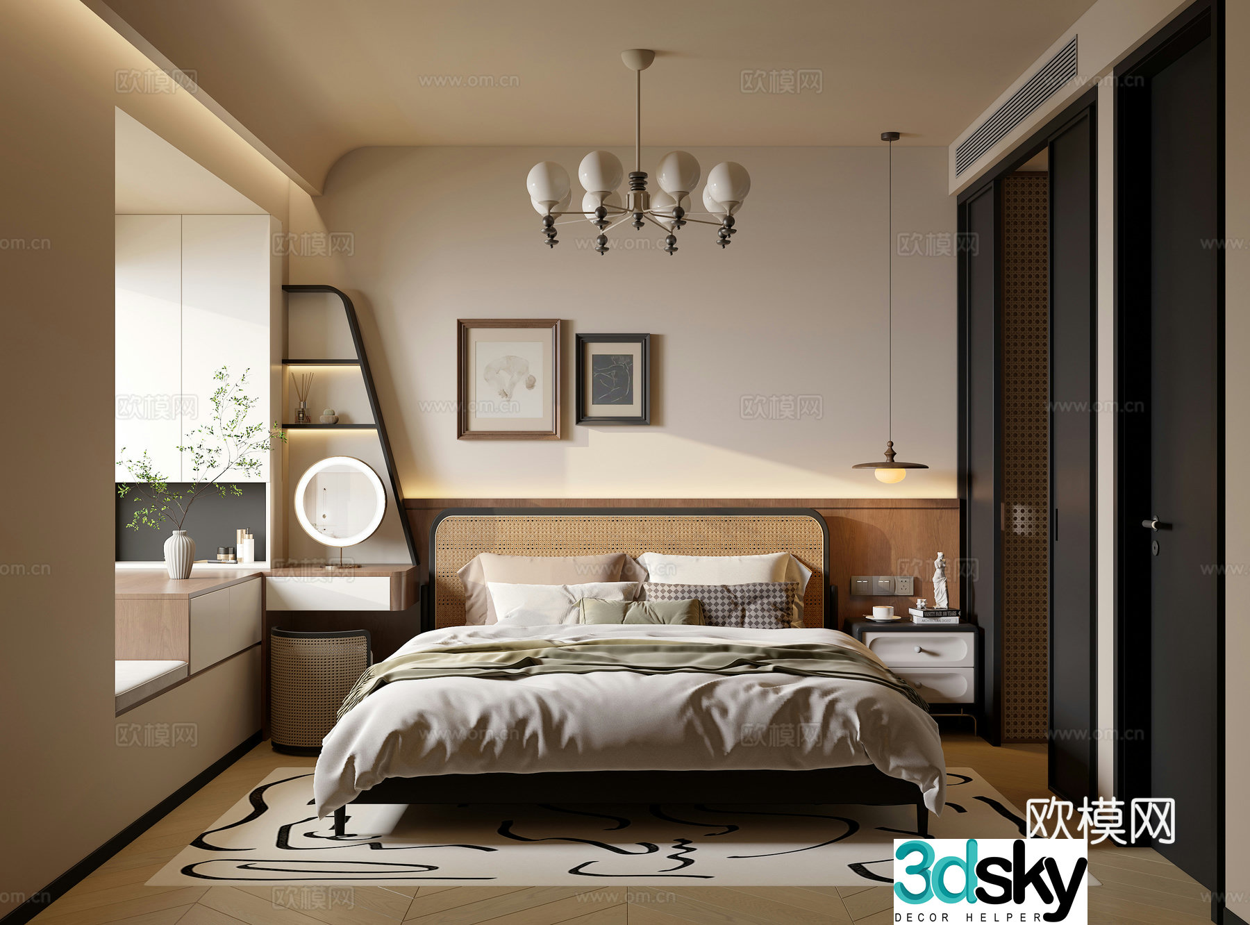 Middle-aged bedroom 3d model
