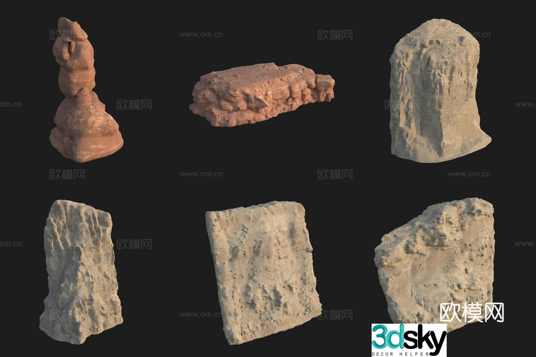 Cliff stone rock boulder 3d model