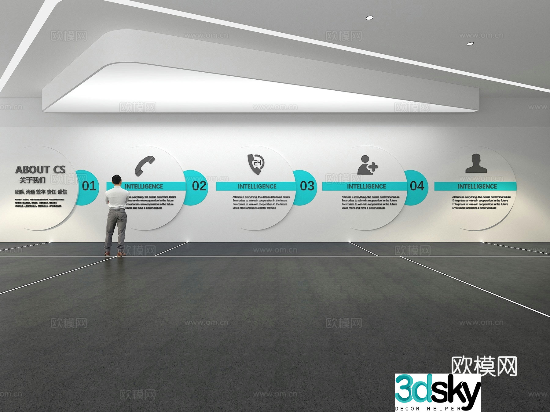 Cultural wall Corporate culture wall Display wall Classroom Exhibition hall Campus culture Corridor 3D model