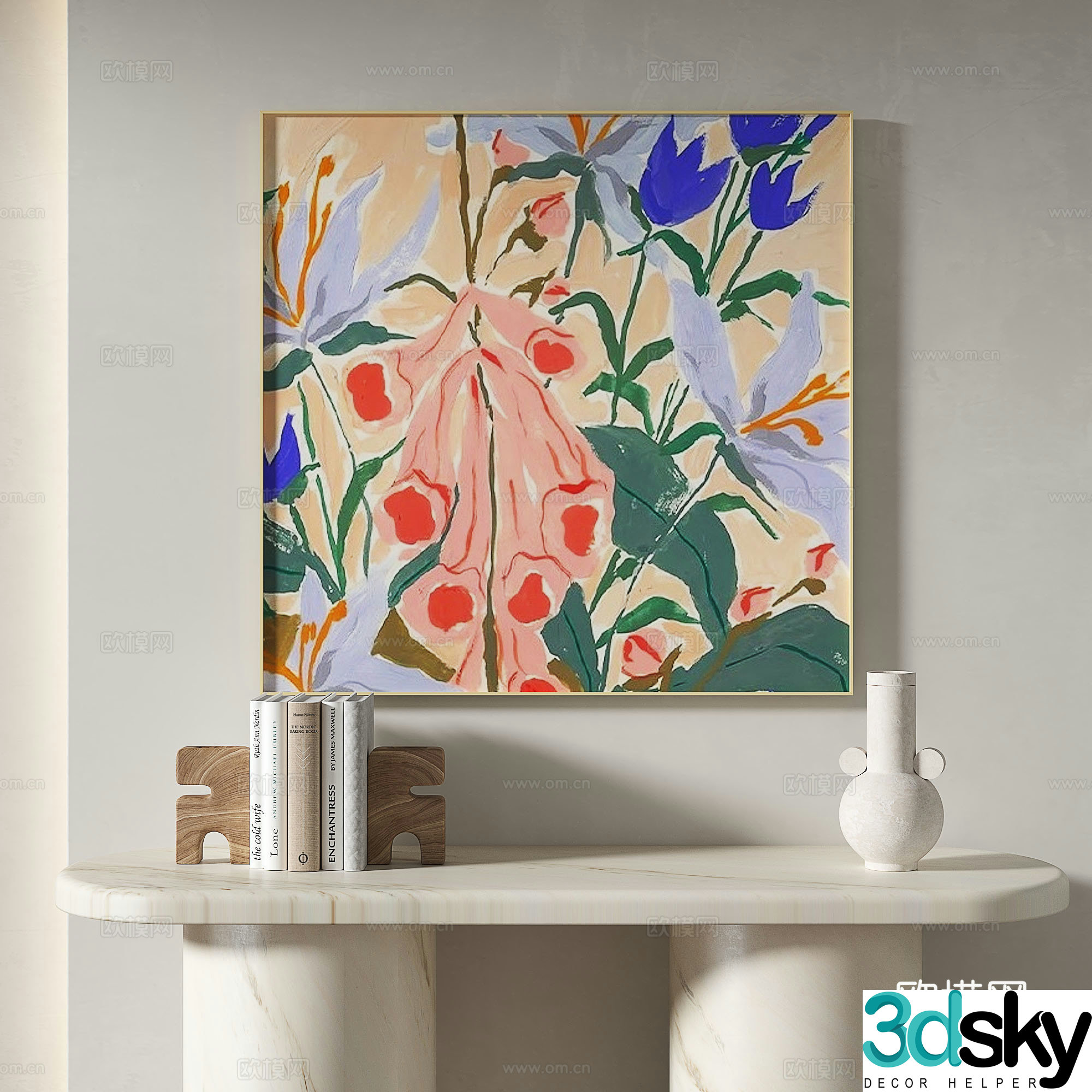 Modern oil painting cream simple decorative painting 3d model