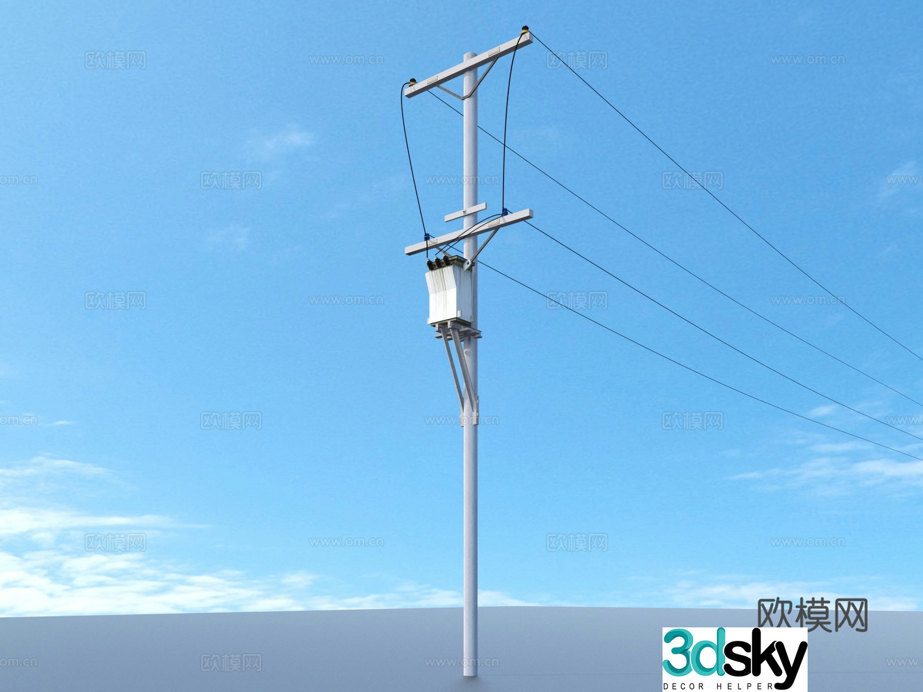 Telephone pole Wire High voltage wire AC wire 3D model
