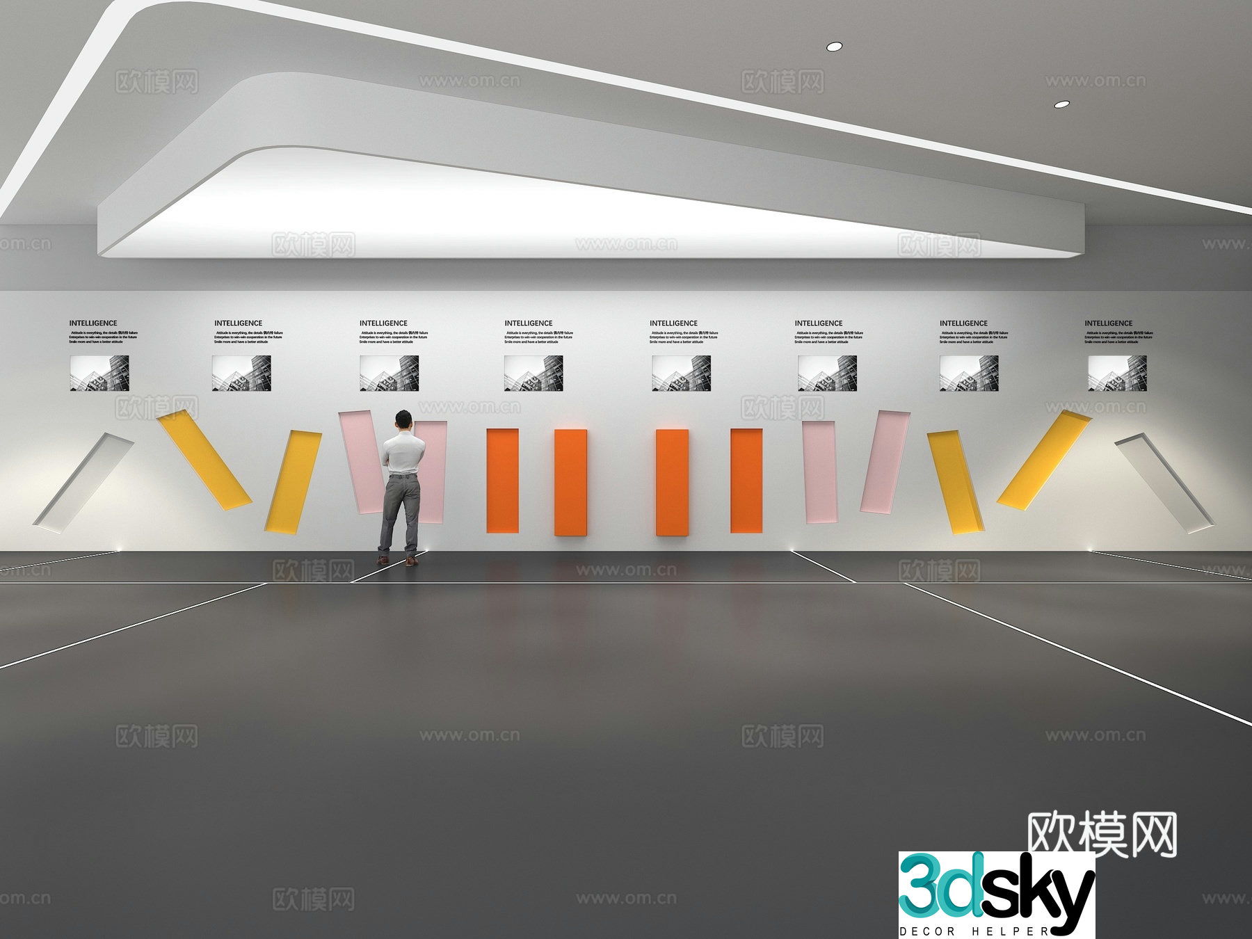 Cultural wall Corporate culture wall Display wall Classroom Exhibition hall Campus culture Corridor 3D model