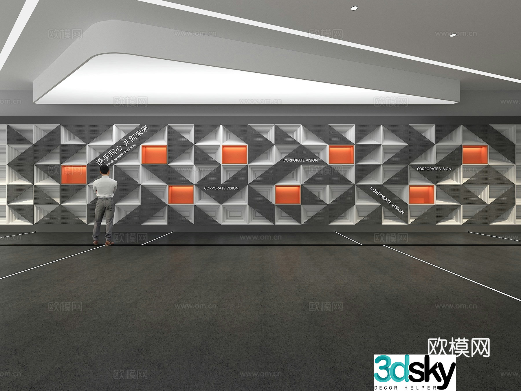 Cultural wall Corporate culture wall Display wall Theme wall Exhibition hall Campus culture Corridor 3D model