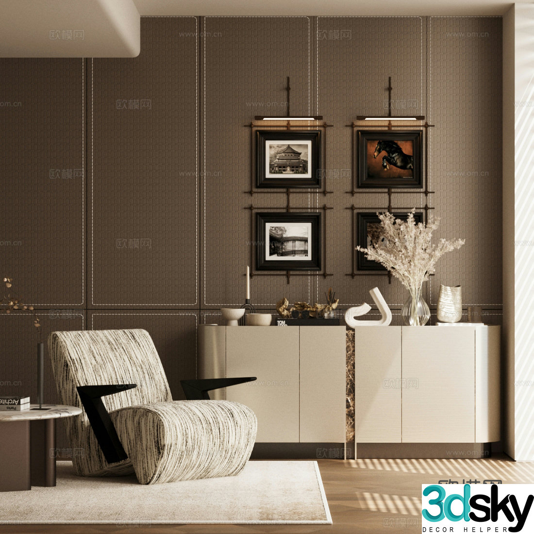 Medium style chest of drawers retro style porch cabinet medium style leisure chair medium style sofa chair decorative cabinet 3D model