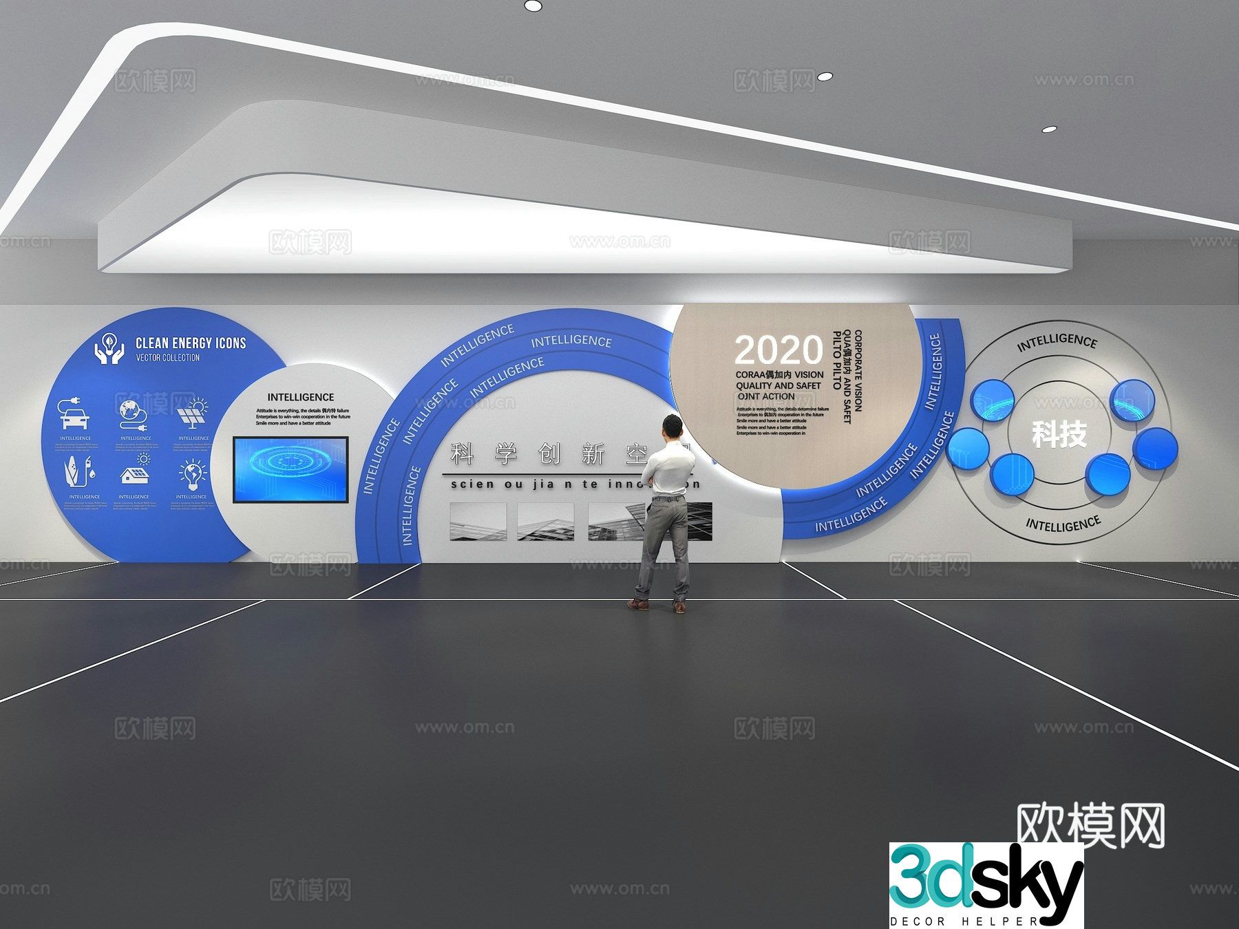 Cultural wall Corporate culture wall Display wall Theme wall Exhibition hall Campus culture Corridor 3D model