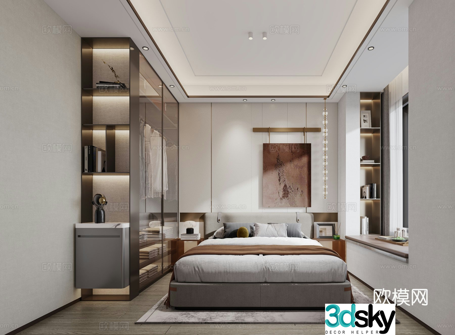 Modern small apartment bedroom 3d model