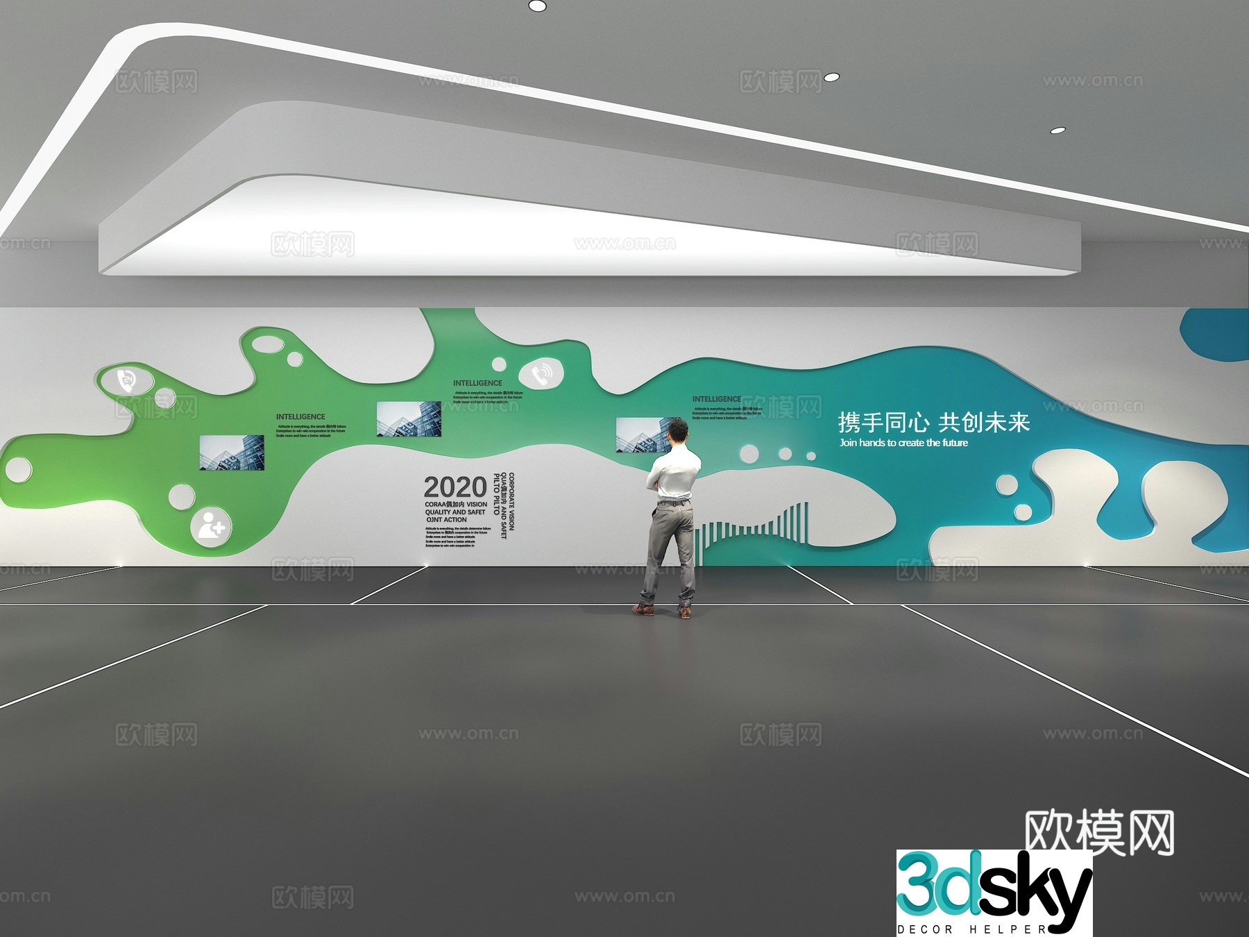 Cultural wall Corporate culture wall Display wall Theme wall Exhibition hall Campus culture Corridor 3D model