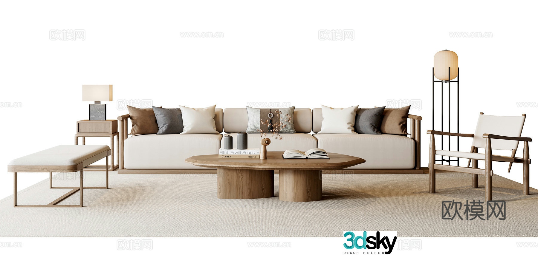 New Chinese sofa coffee table combination 3D model