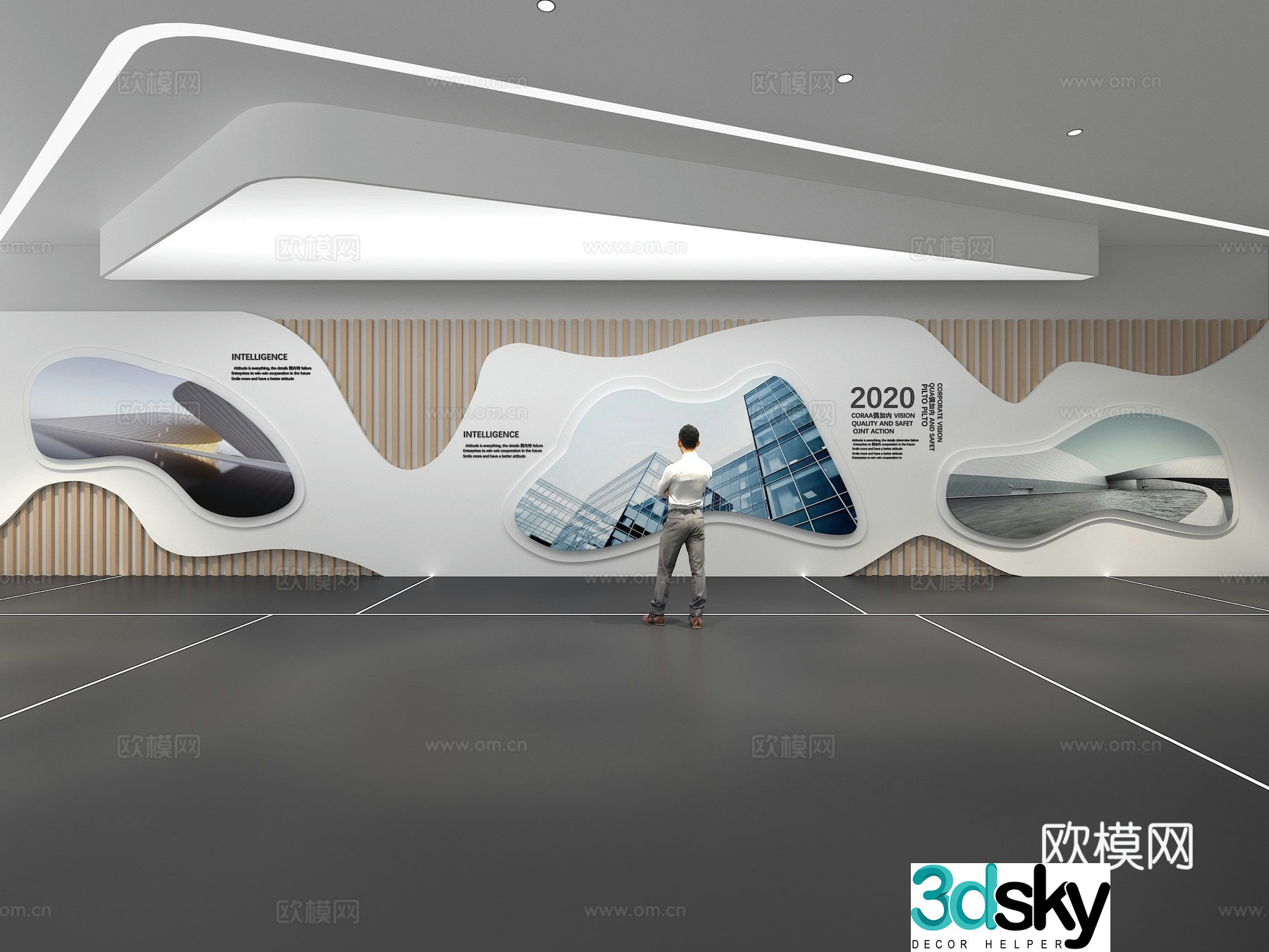 Cultural wall Corporate culture wall Display wall Theme wall Exhibition hall Campus culture Corridor 3D model