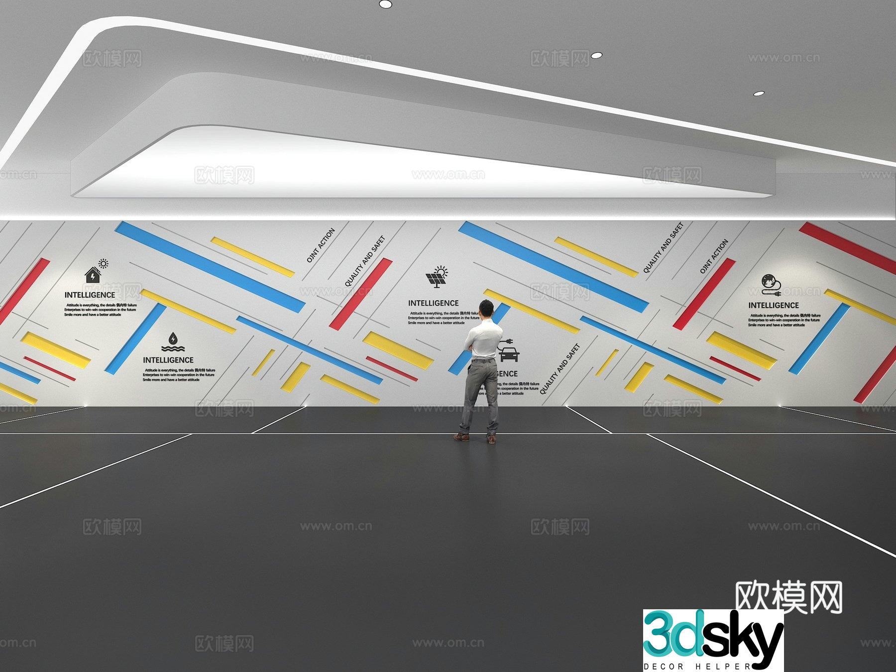Cultural wall Corporate culture wall Display wall Education Exhibition hall Campus culture Corridor 3D model