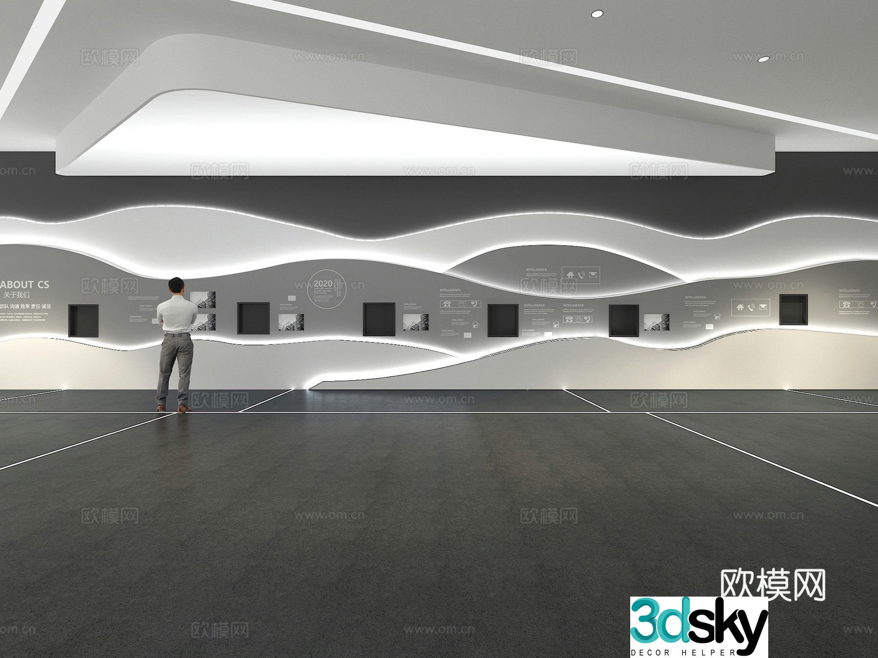 Cultural wall Corporate culture wall Display wall Theme wall Exhibition hall Campus culture Corridor 3D model