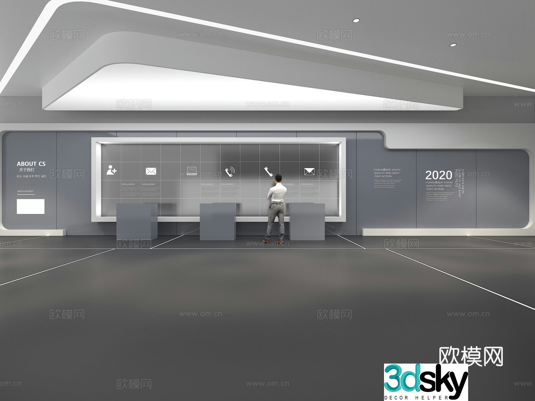 Cultural wall Corporate culture wall Display wall Theme wall Exhibition hall Campus culture Corridor 3D model