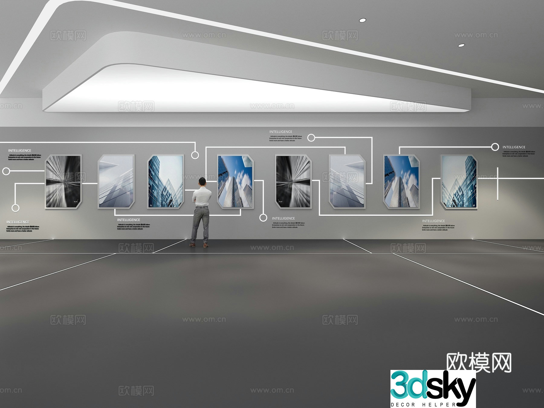 Cultural wall Corporate culture wall Display wall Theme wall Exhibition hall Campus culture Corridor 3D model