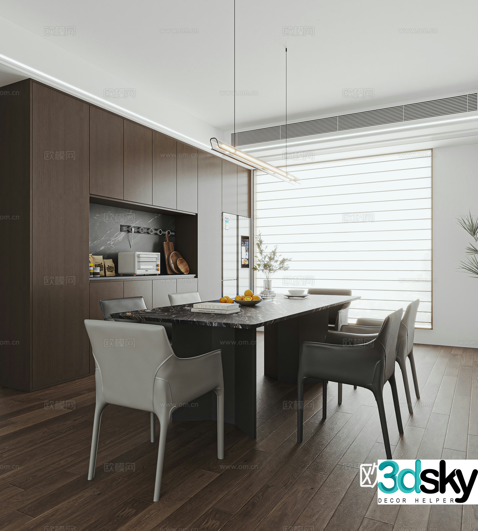 Italian dining table and chair combination Italian restaurant 3D model