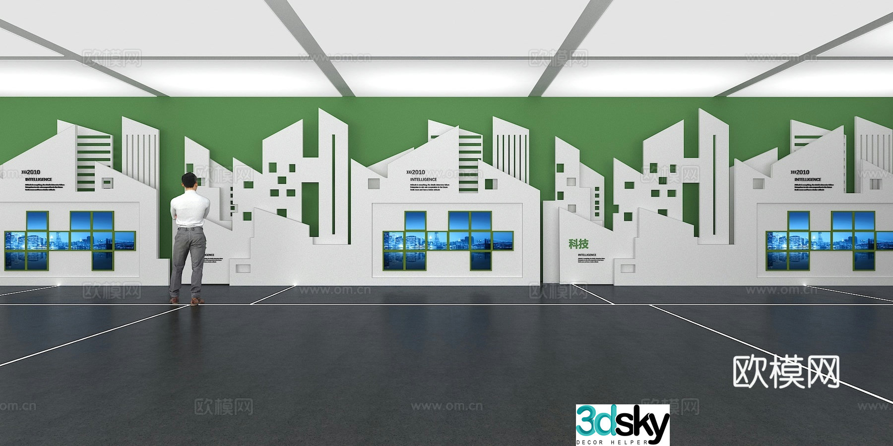 Cultural wall Corporate culture wall Display wall Classroom Exhibition hall Campus culture Corridor 3D model
