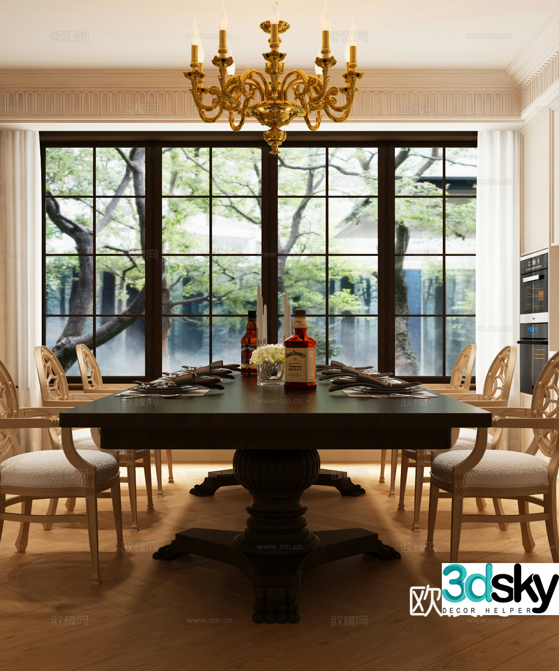 French dining table and chair French luxury dining table and chair 3D model