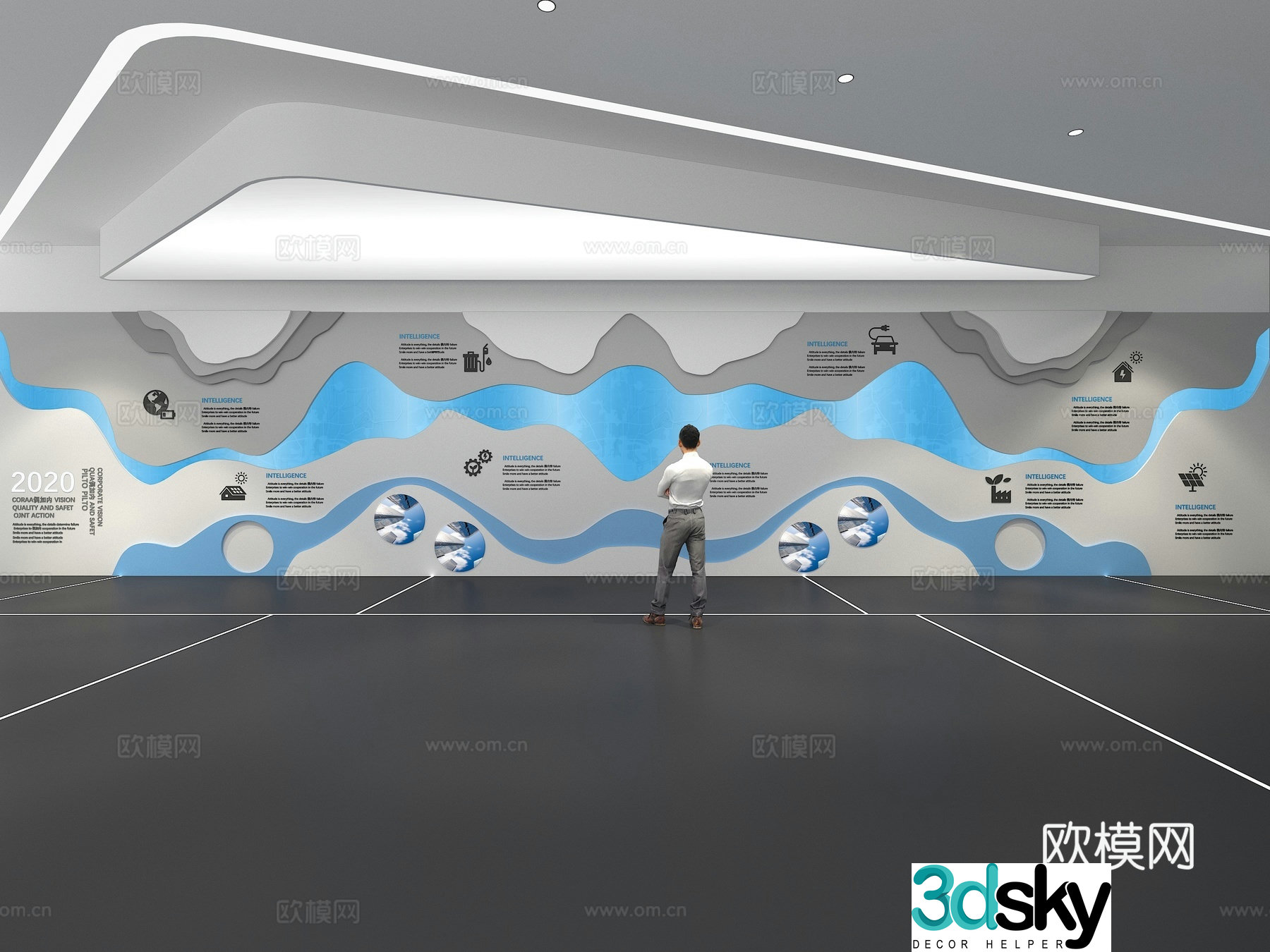 Cultural wall Corporate culture wall Display wall Theme wall Exhibition hall Campus culture Corridor 3D model